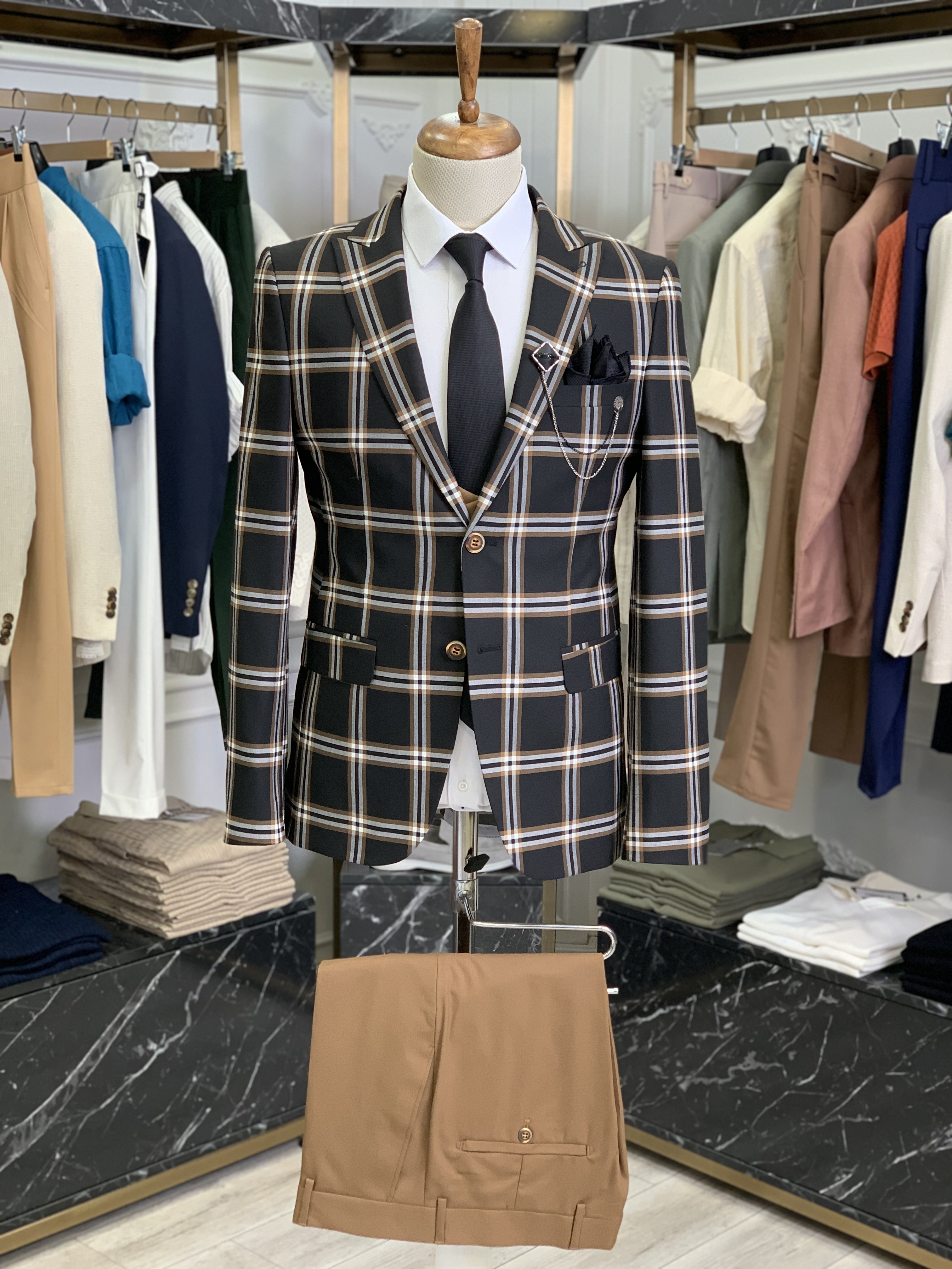 Pantaloni gilet giacca stile italiano - neri