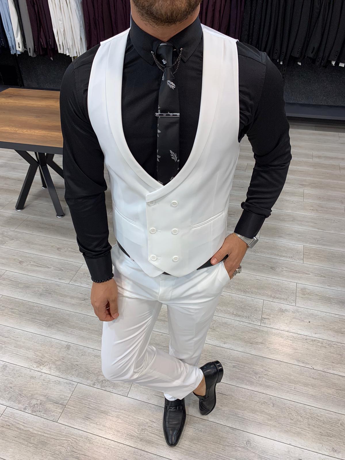 Pantaloni giacca gilet stile italiano - Bianco