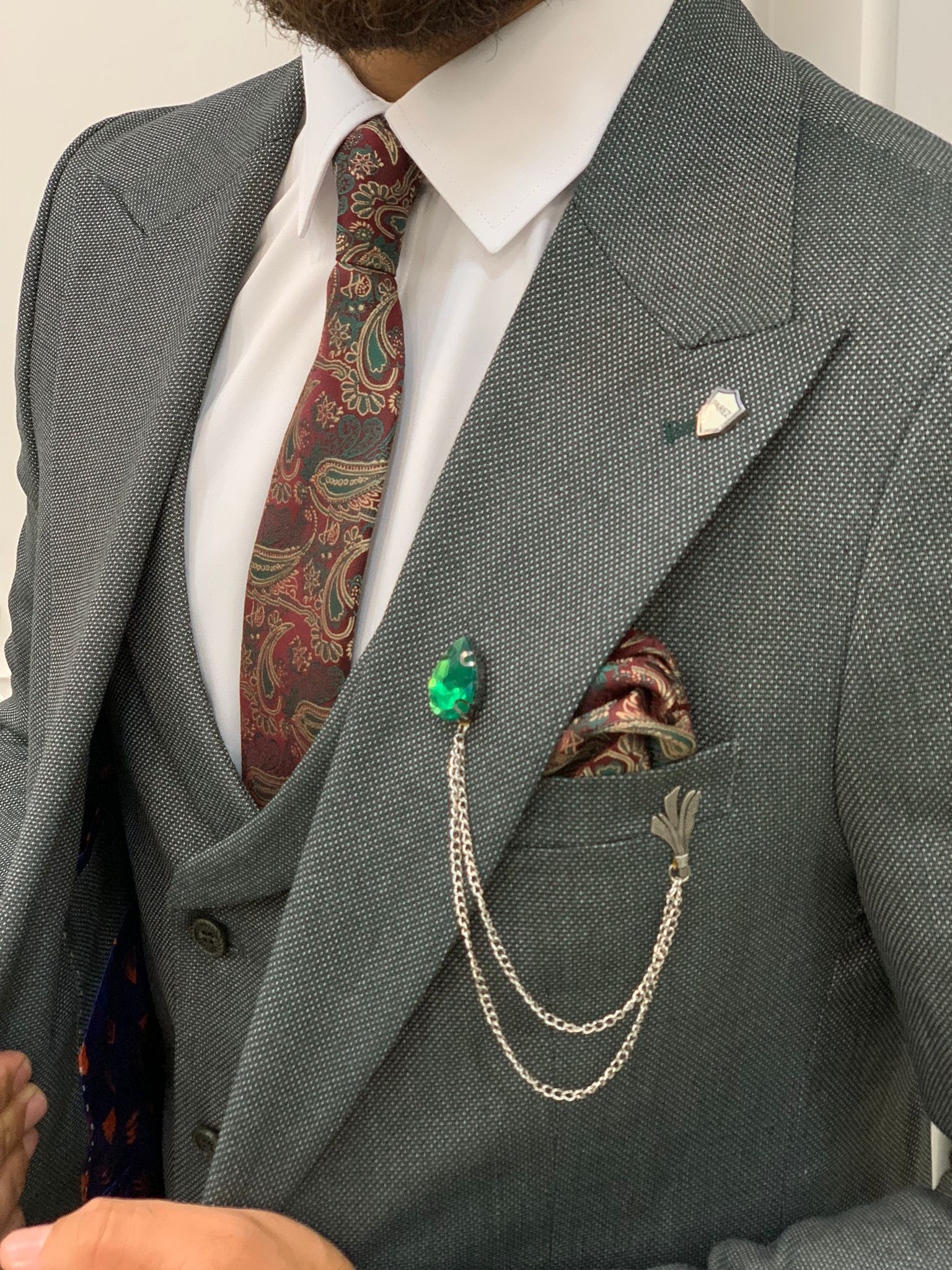 Pantaloni giacca gilet stile italiano - Verde