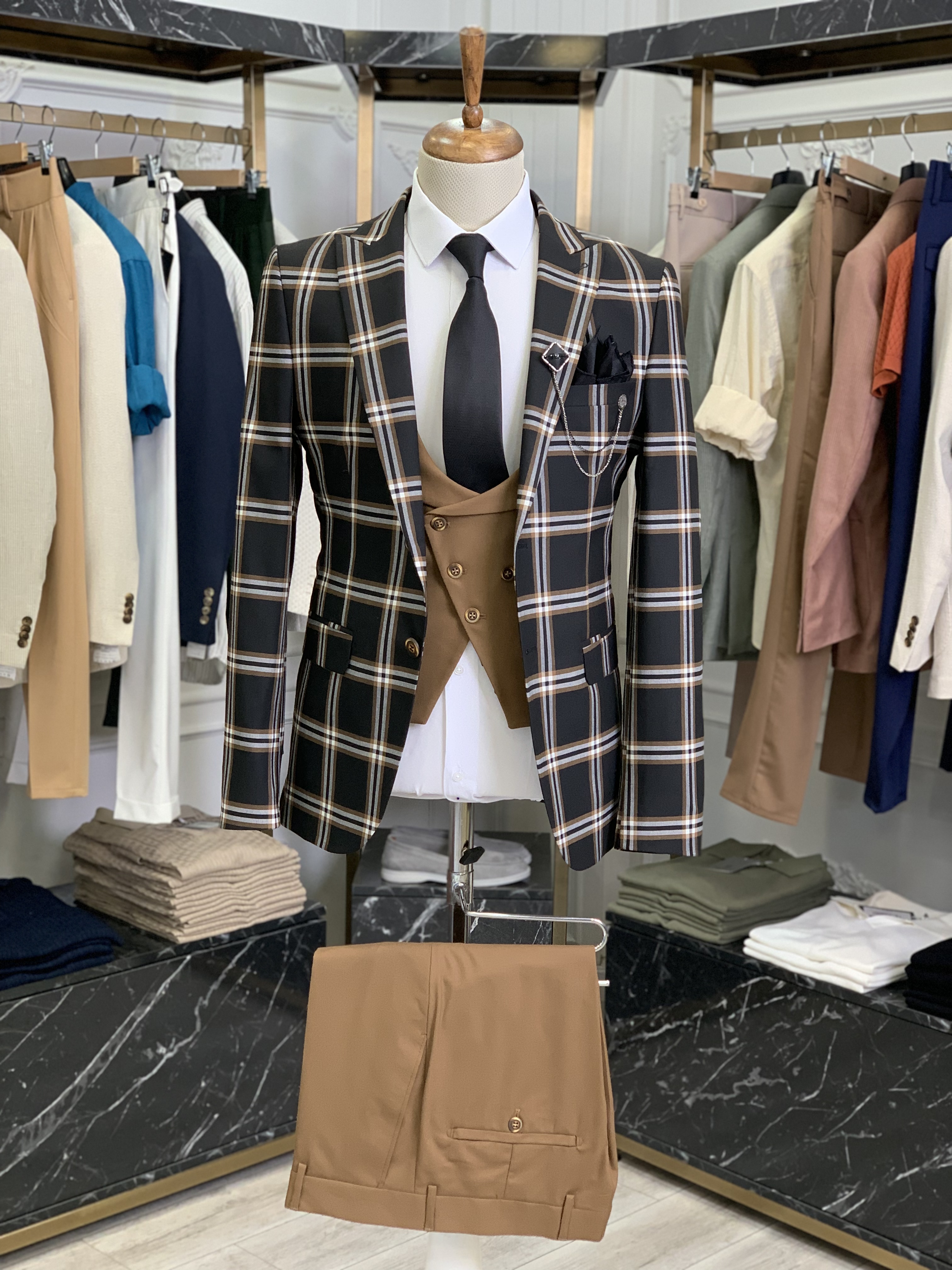 Pantaloni gilet giacca stile italiano - neri