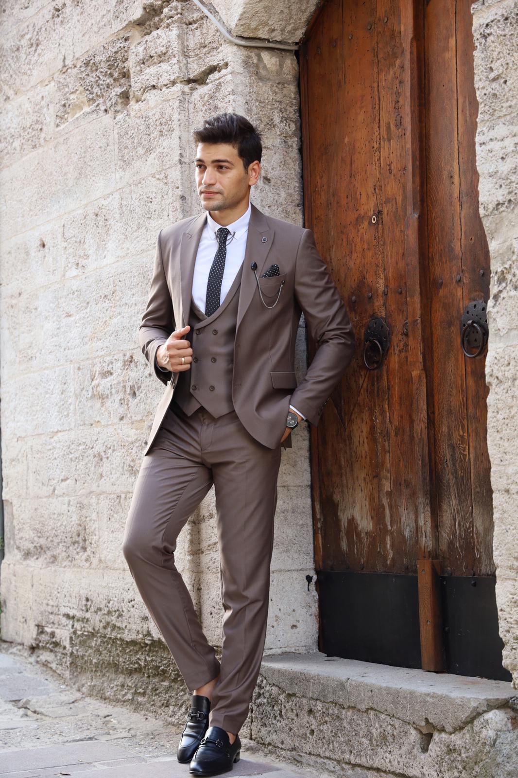 Pantaloni giacca gilet stile italiano - Caffè con latte