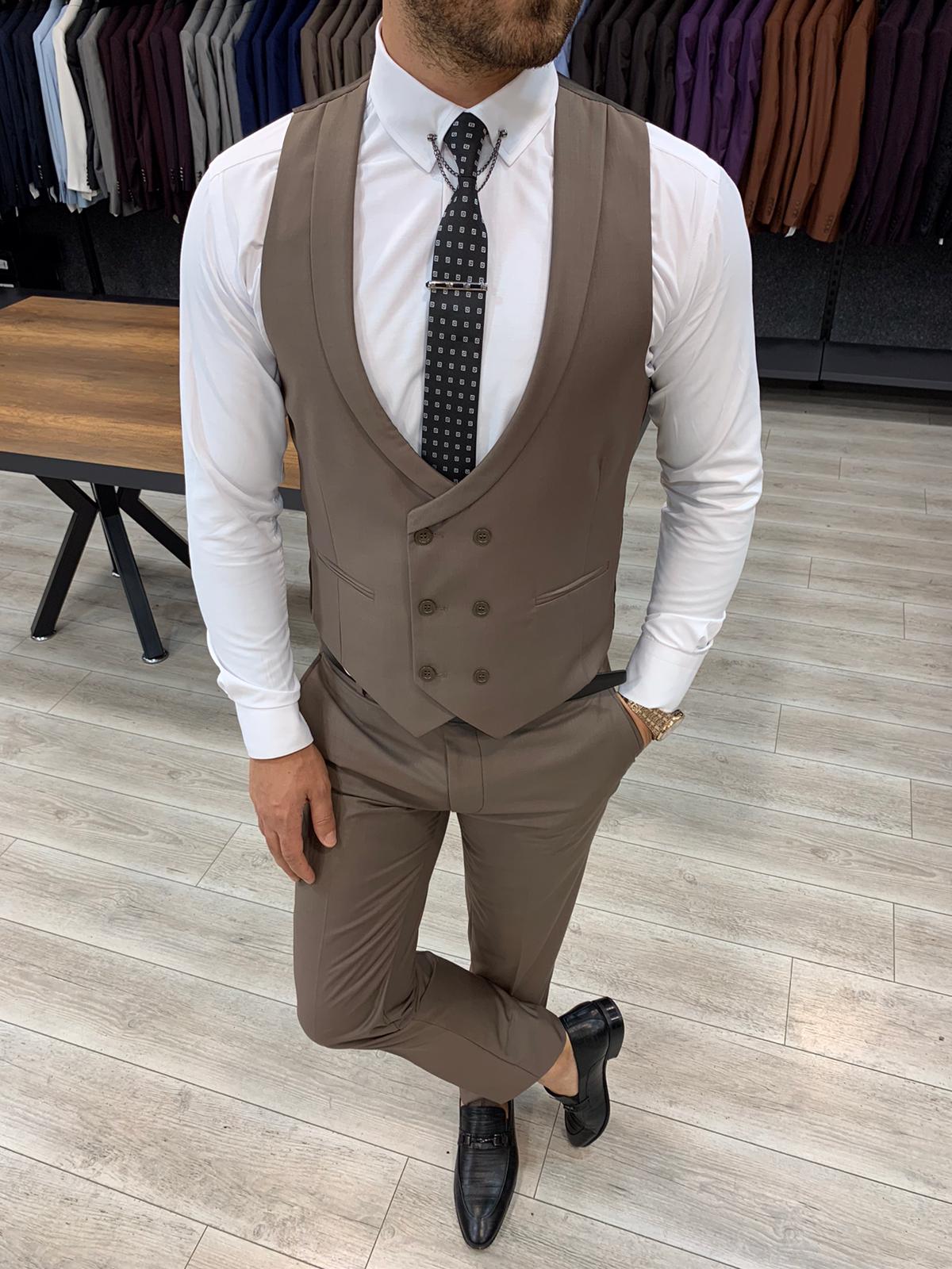 Pantaloni giacca gilet stile italiano - Caffè con latte