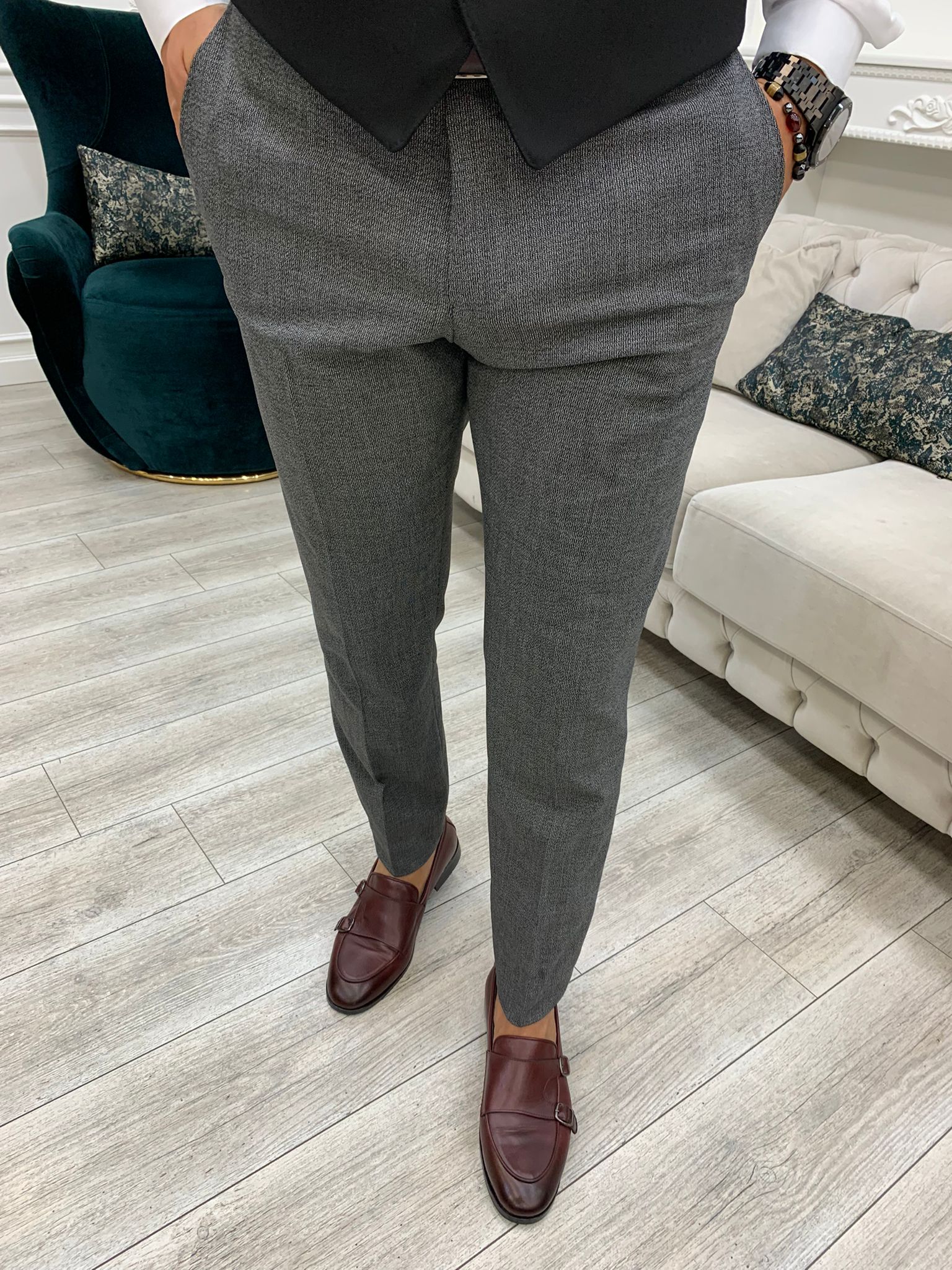 Pantaloni giacca gilet stile italiano - Grigio