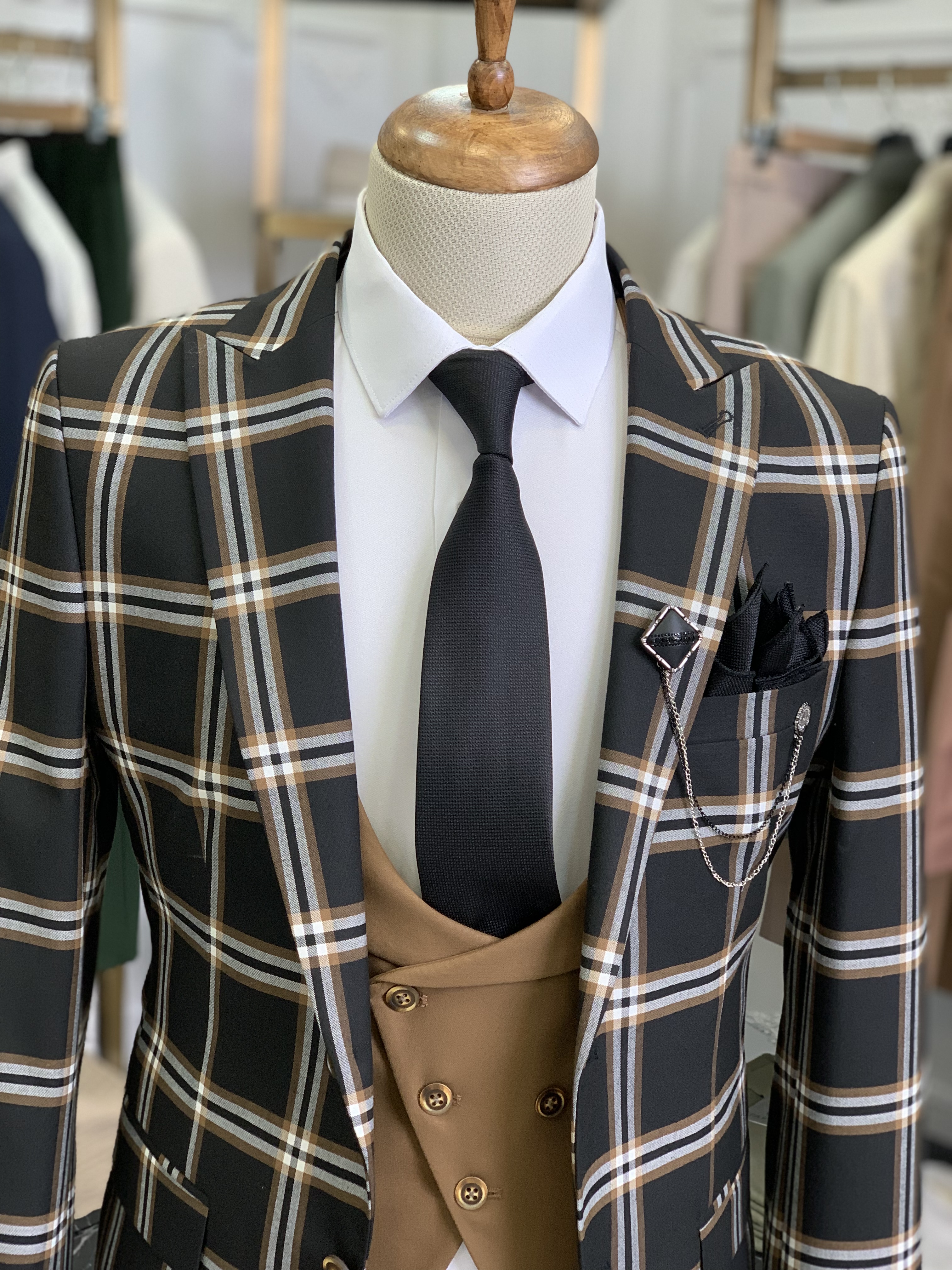 Pantaloni gilet giacca stile italiano - neri