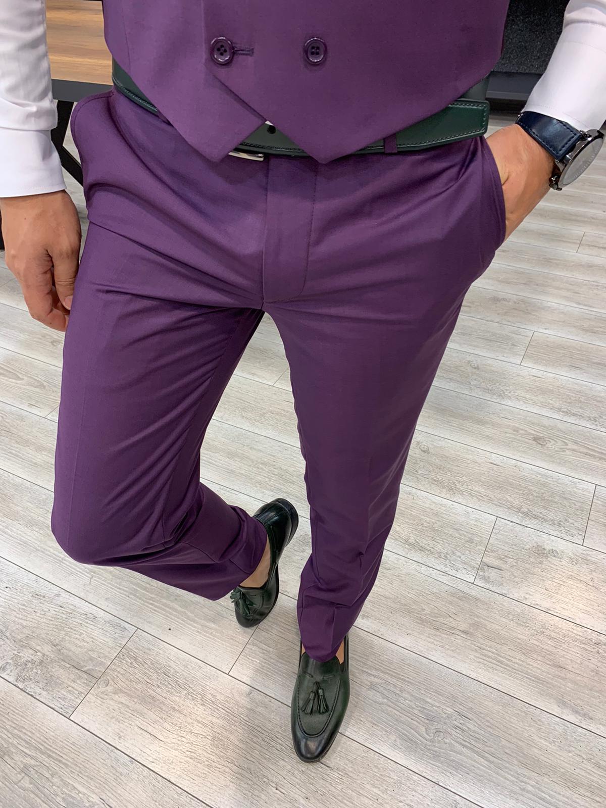 Pantaloni giacca gilet stile italiano - Viola