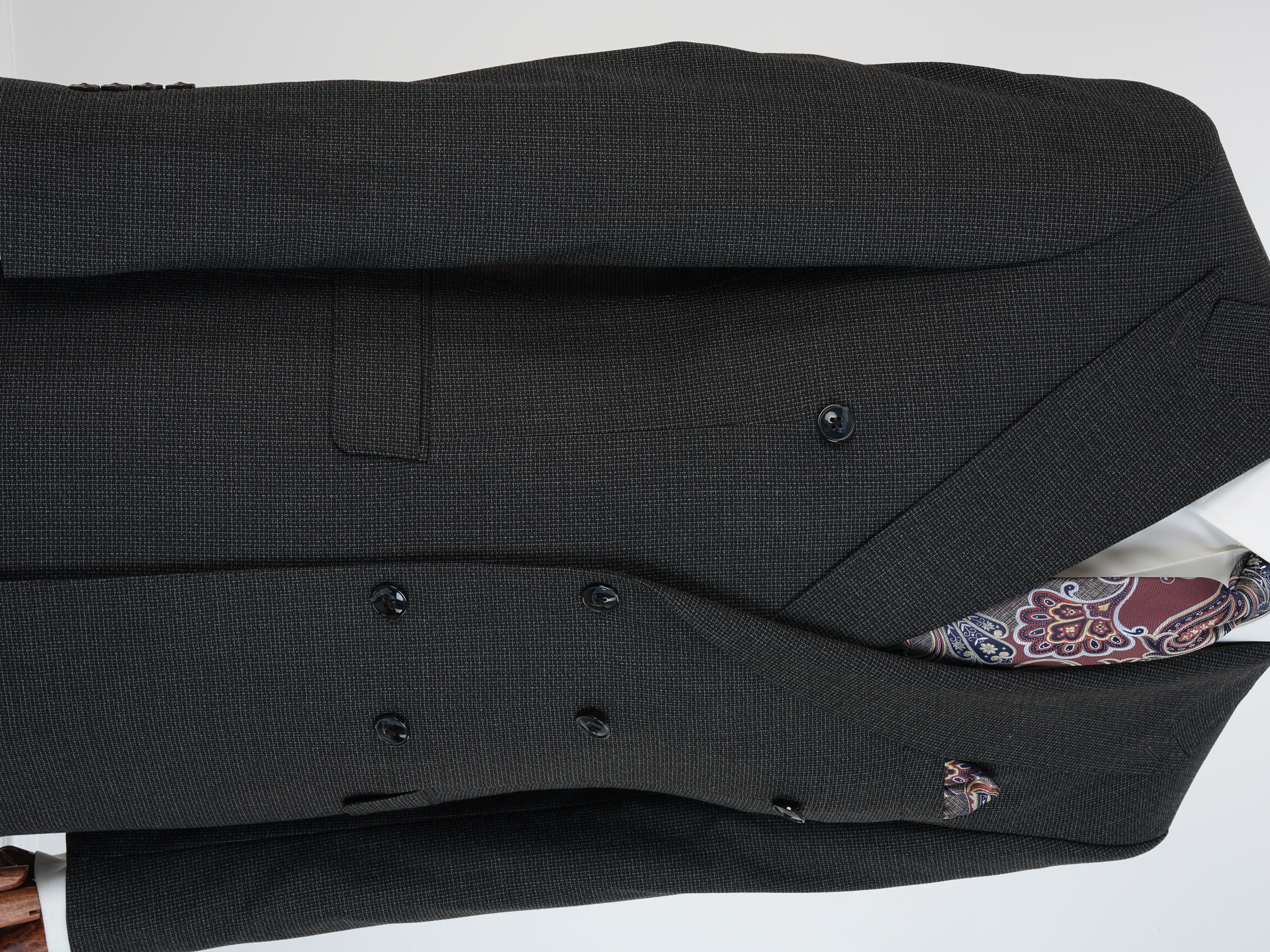 Premium Erkek Slim Fit İtalyan Stil Yarım Astarlı Kırcıllı Kruvaze Takım Elbise - Siyah
