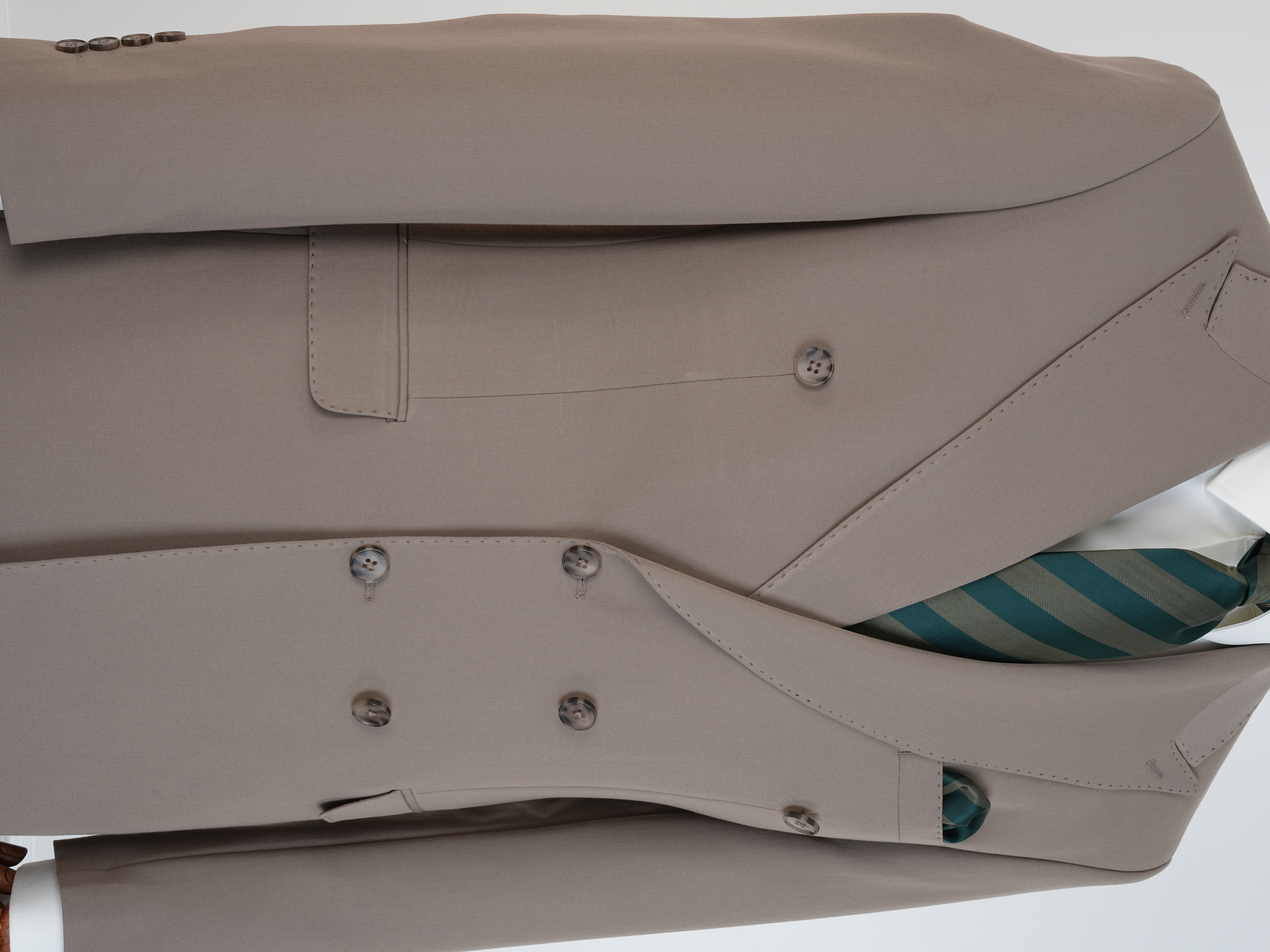 Premium Erkek Slim Fit İtalyan Stil Yarım Astarlı Kruvaze Takım Elbise - Sütlü Kahve