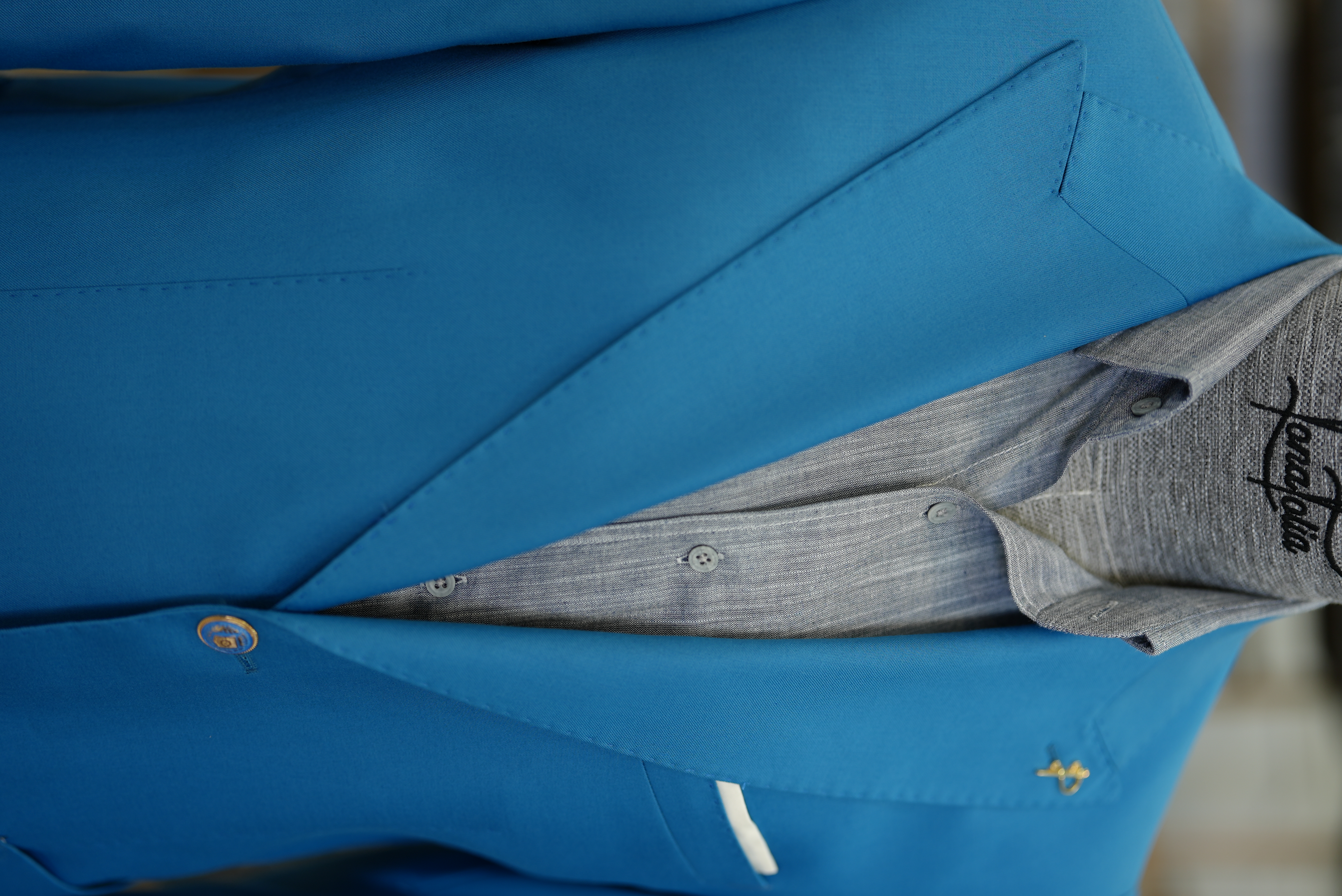 Pantaloni da giacca con tasca e tuta da uomo premium con cuciture a punto - Blu