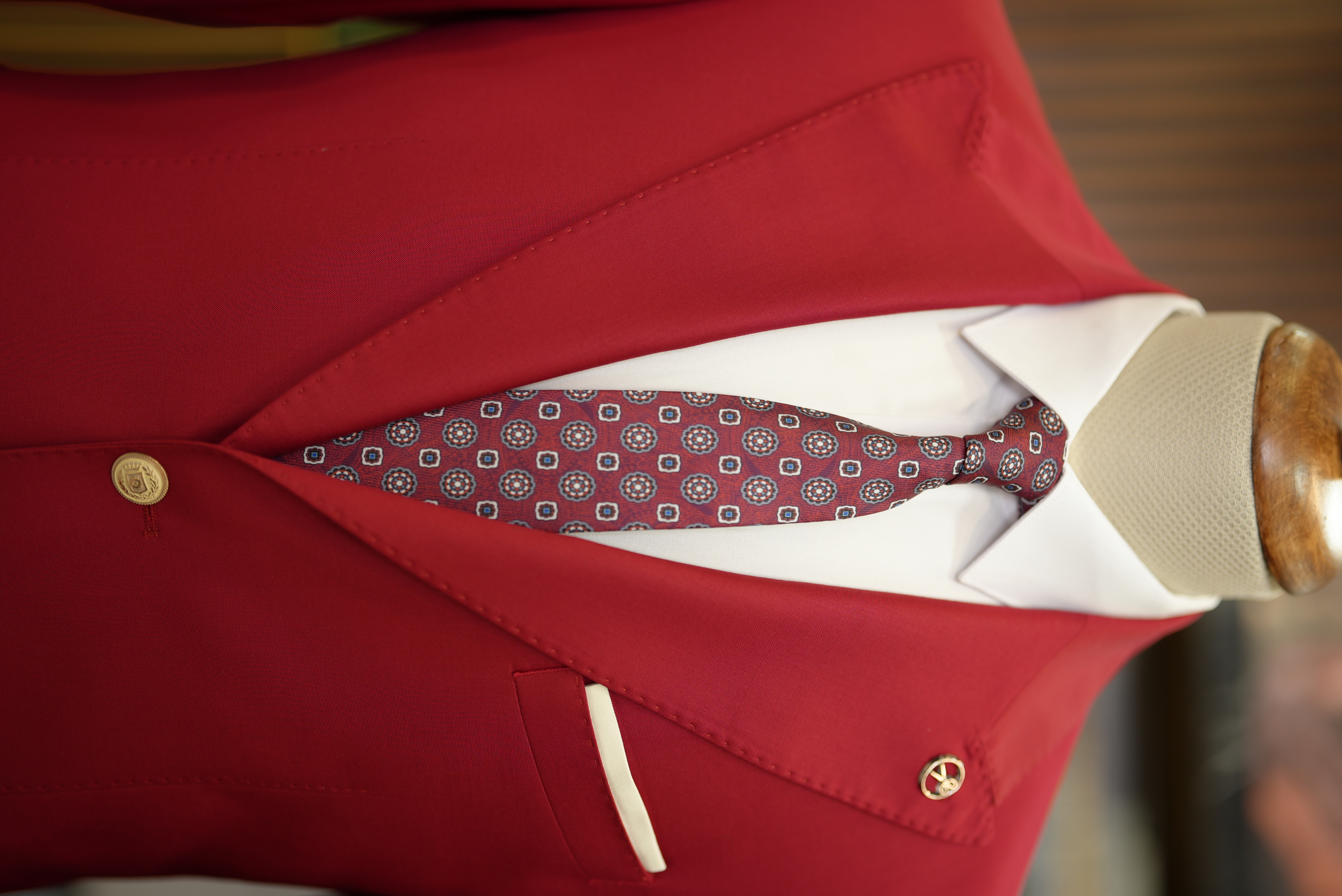 Premium Erkek Takım Elbise Punto Dikişli Tulum Cepli Ceket Pantolon - Kırmızı