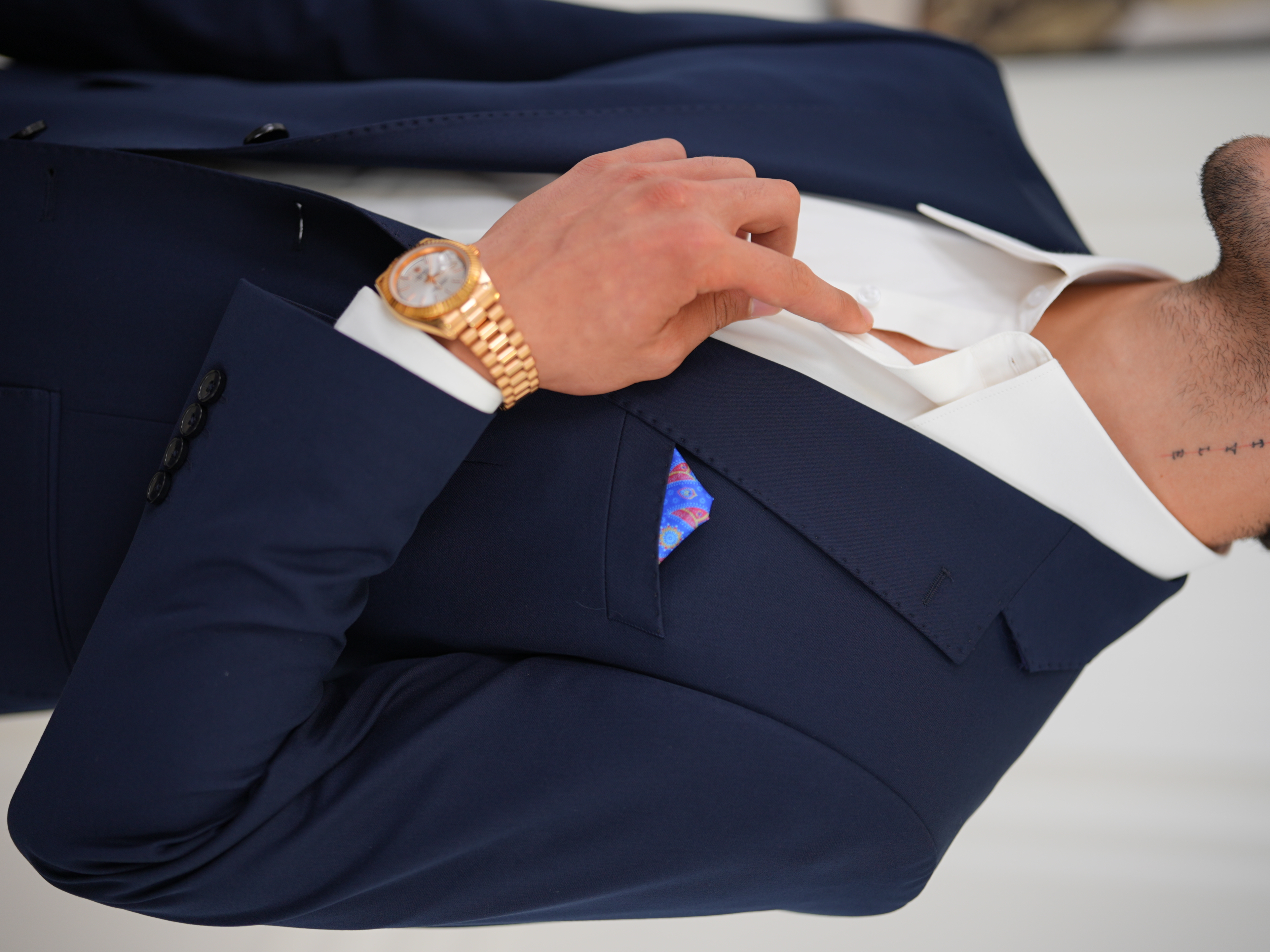 Premium İtalyan Stil Slim Fit Erkek Punto Dikişli Yarım Astarlı Ceket - Lacivert