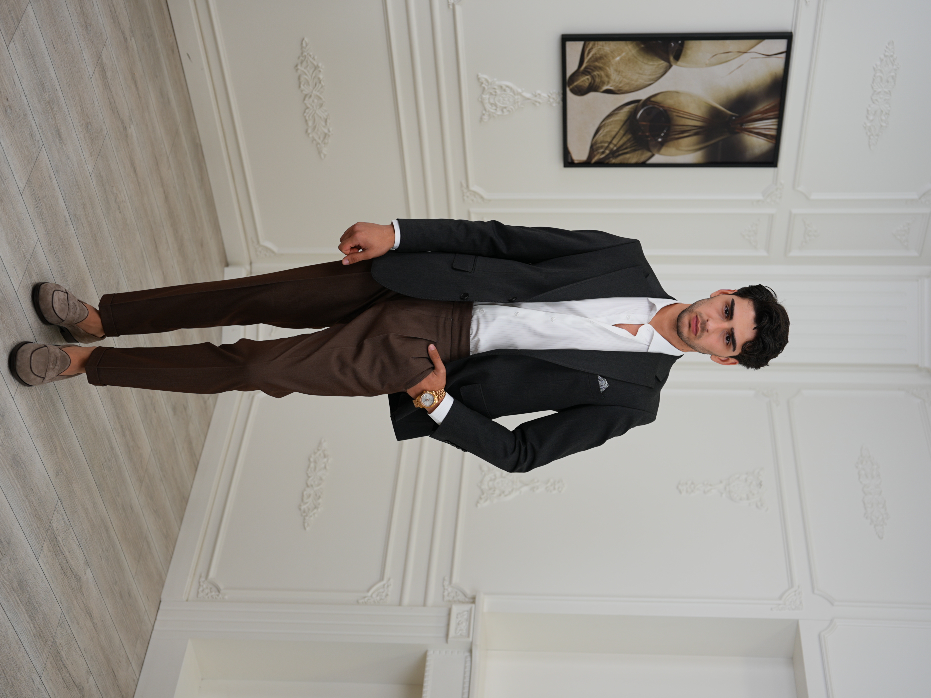 Premium İtalyan Stil Slim Fit Erkek Punto Dikişli Yarım Astarlı Ceket - Antrasit