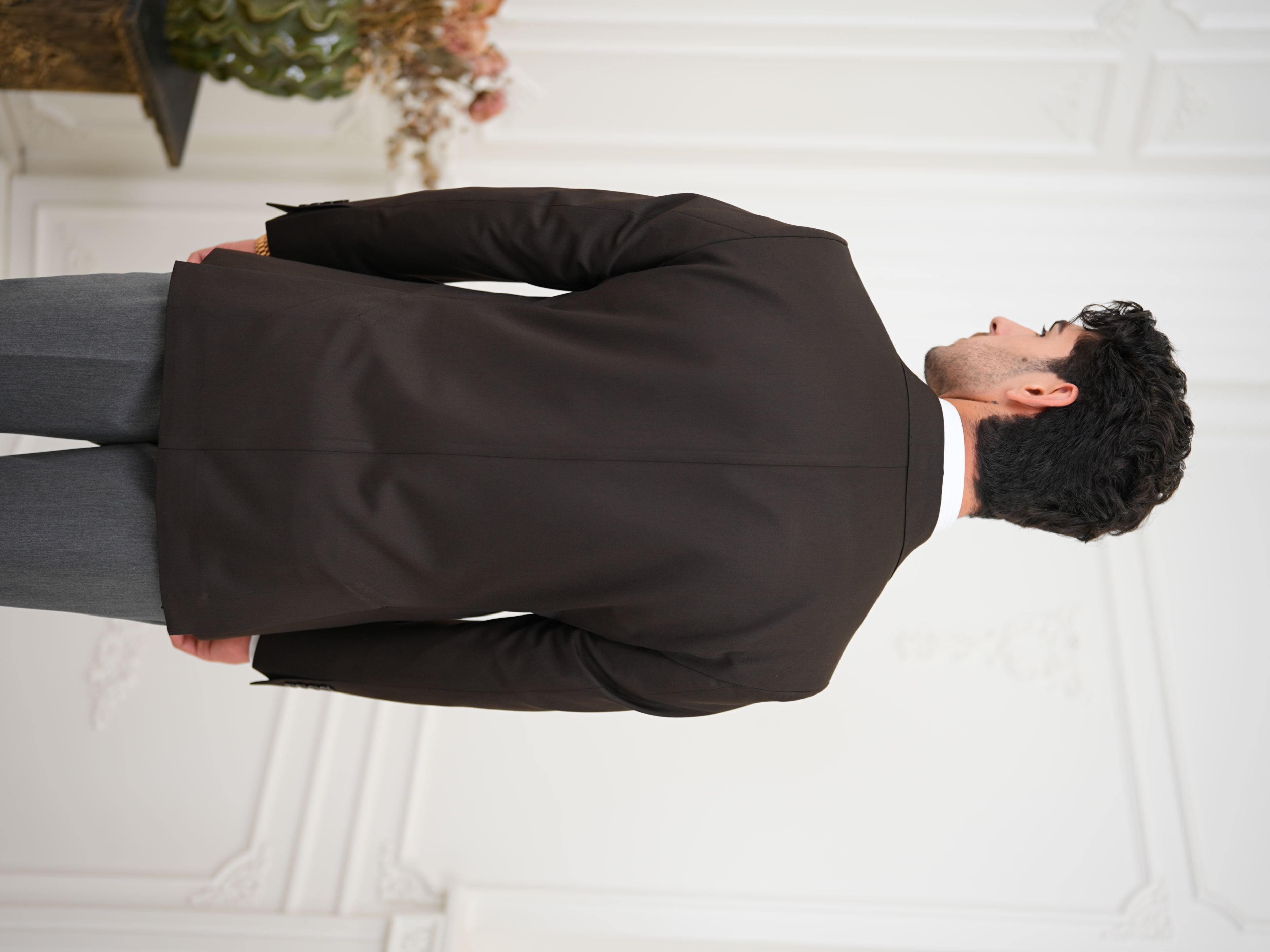 Premium İtalyan Stil Slim Fit Erkek Punto Dikişli Yarım Astarlı Ceket - Acı Kahve