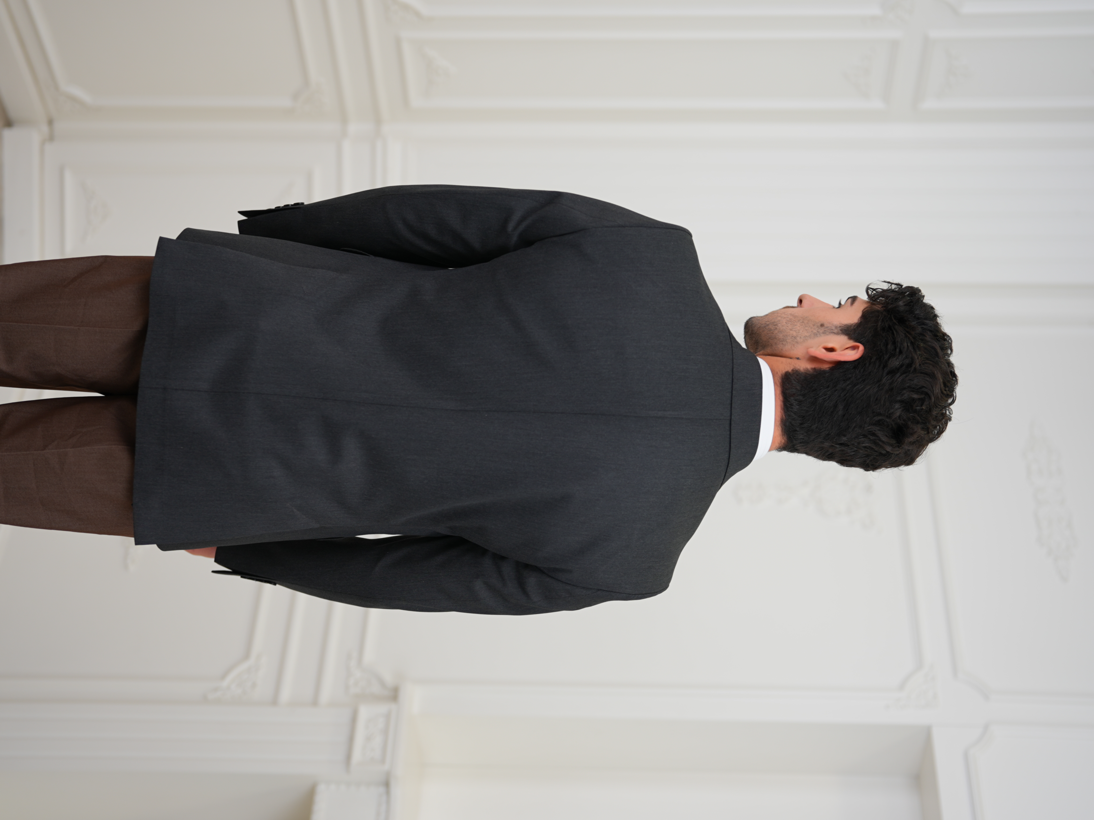 Premium İtalyan Stil Slim Fit Erkek Punto Dikişli Yarım Astarlı Ceket - Antrasit