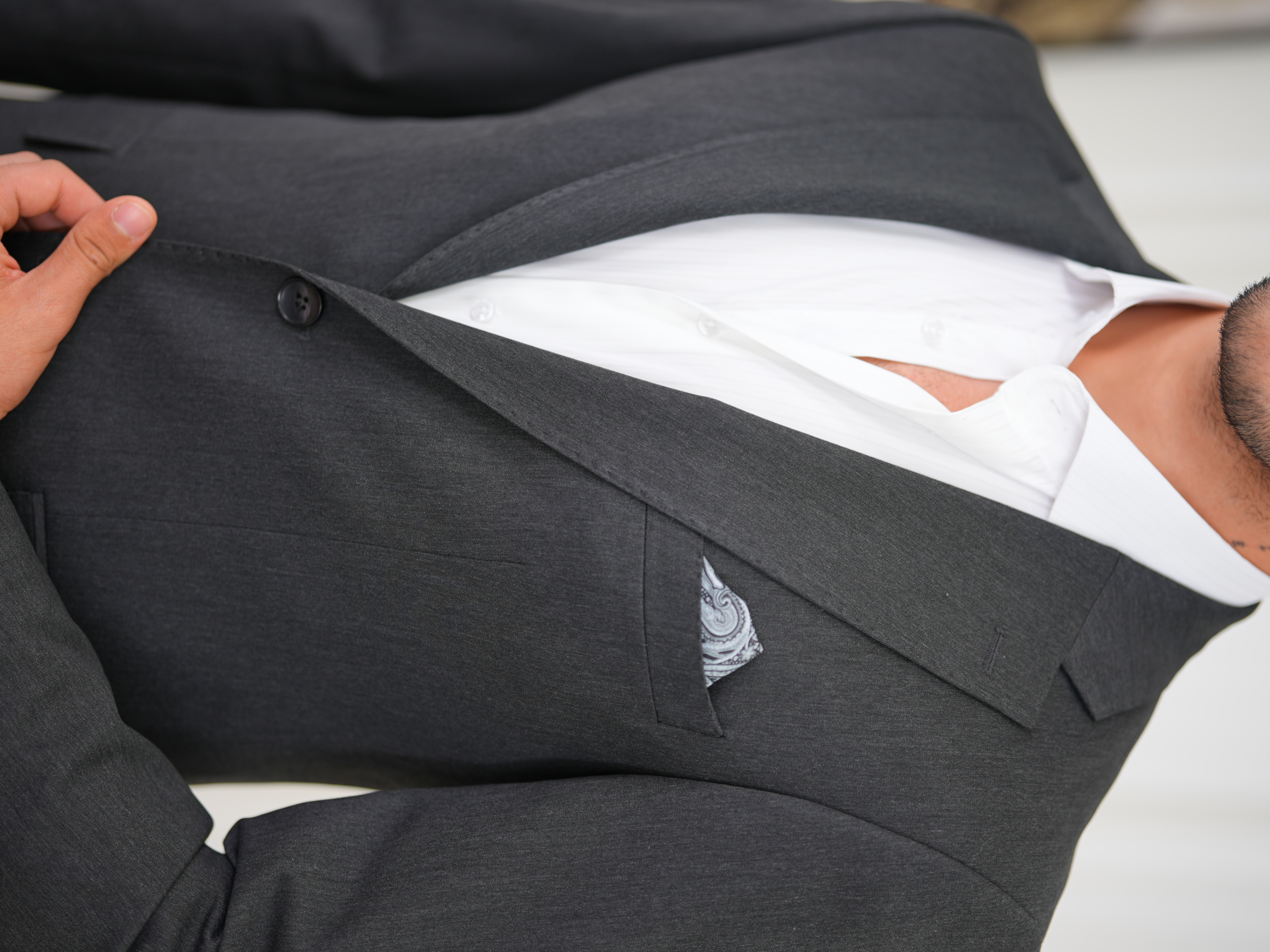 Premium İtalyan Stil Slim Fit Erkek Punto Dikişli Yarım Astarlı Ceket - Antrasit