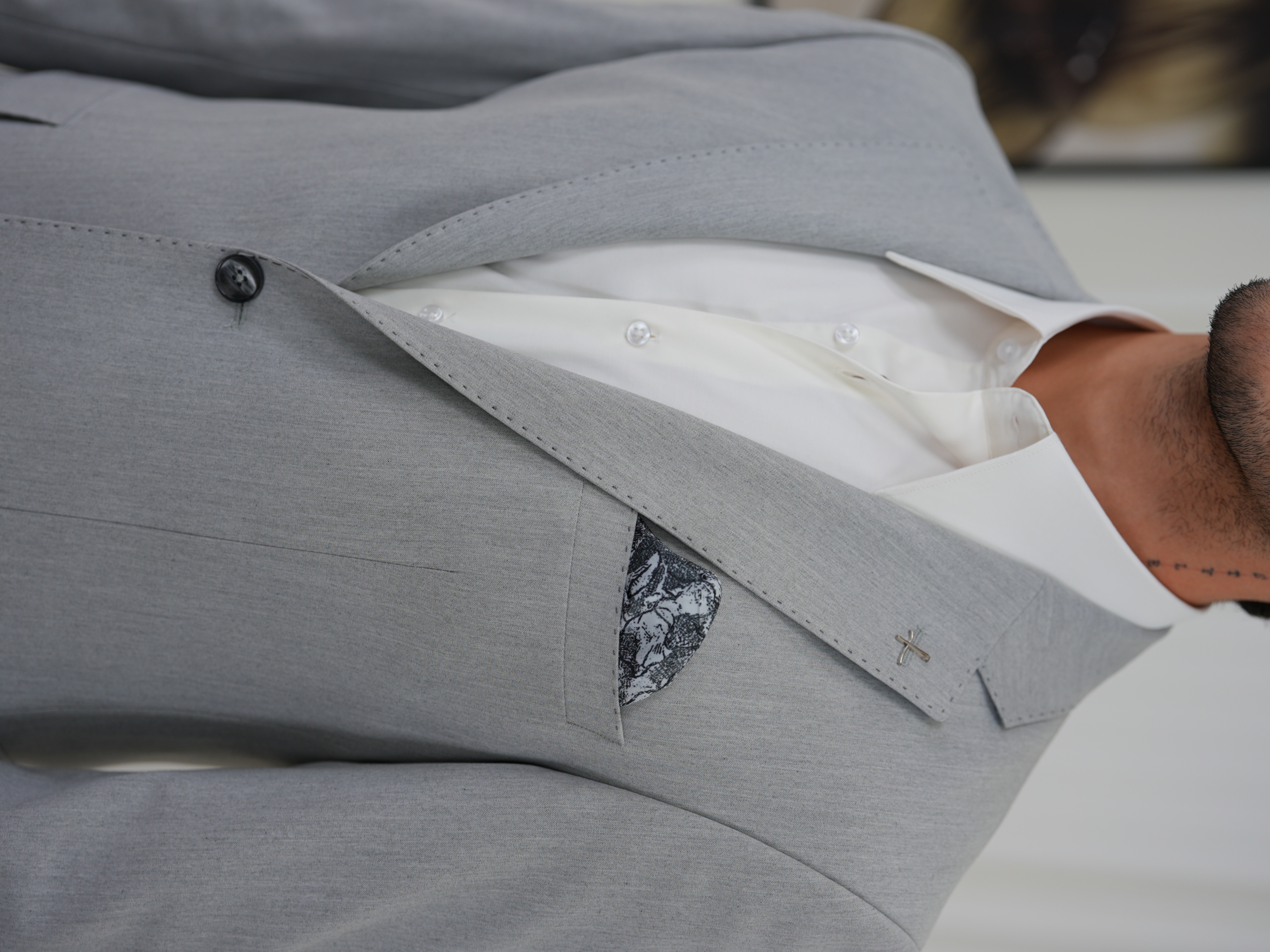 Premium İtalyan Stil Slim Fit Erkek Punto Dikişli Yarım Astarlı Ceket - Acık Gri