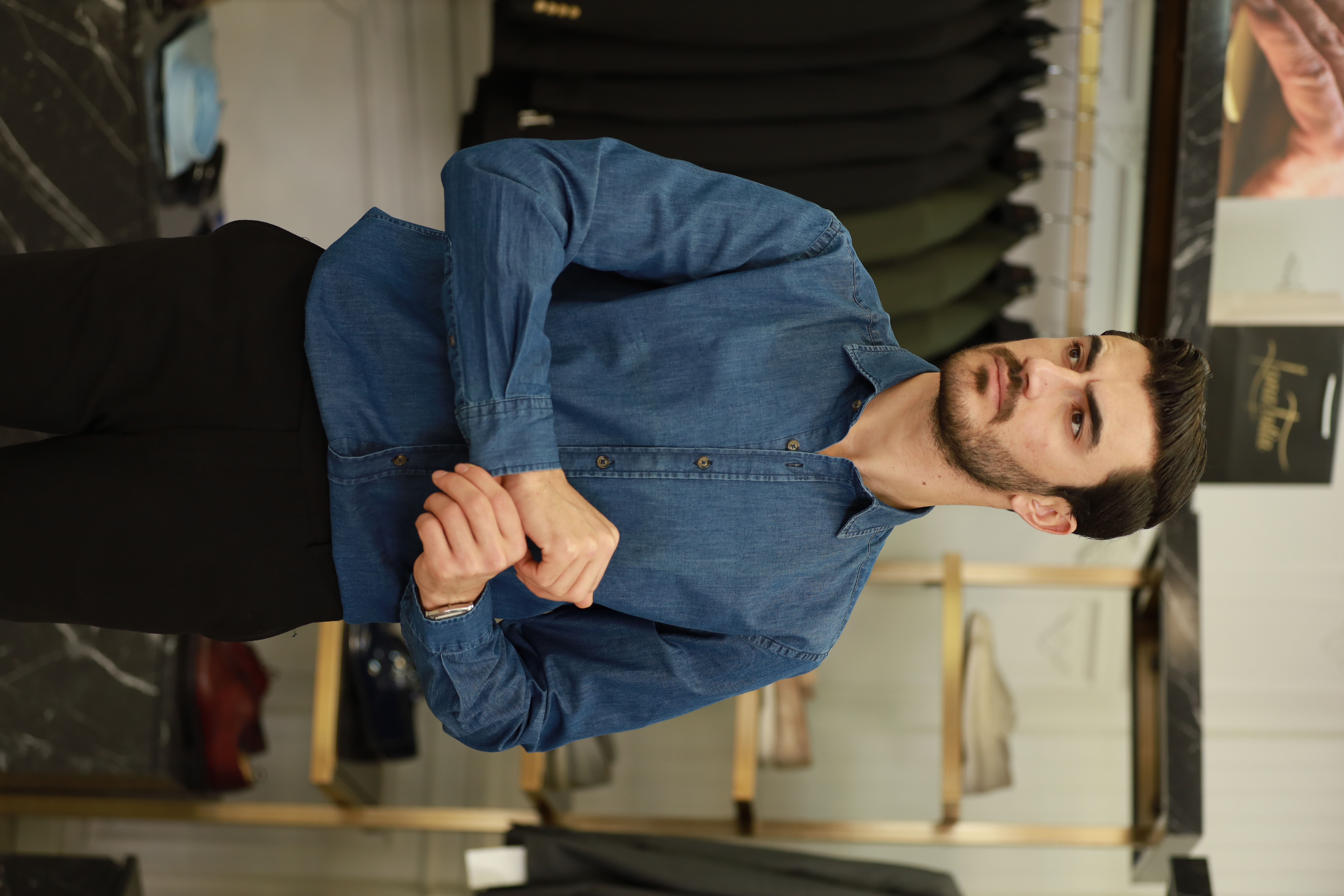 Regular Fit Yıkamalı Spor Gömlek-Lacivert