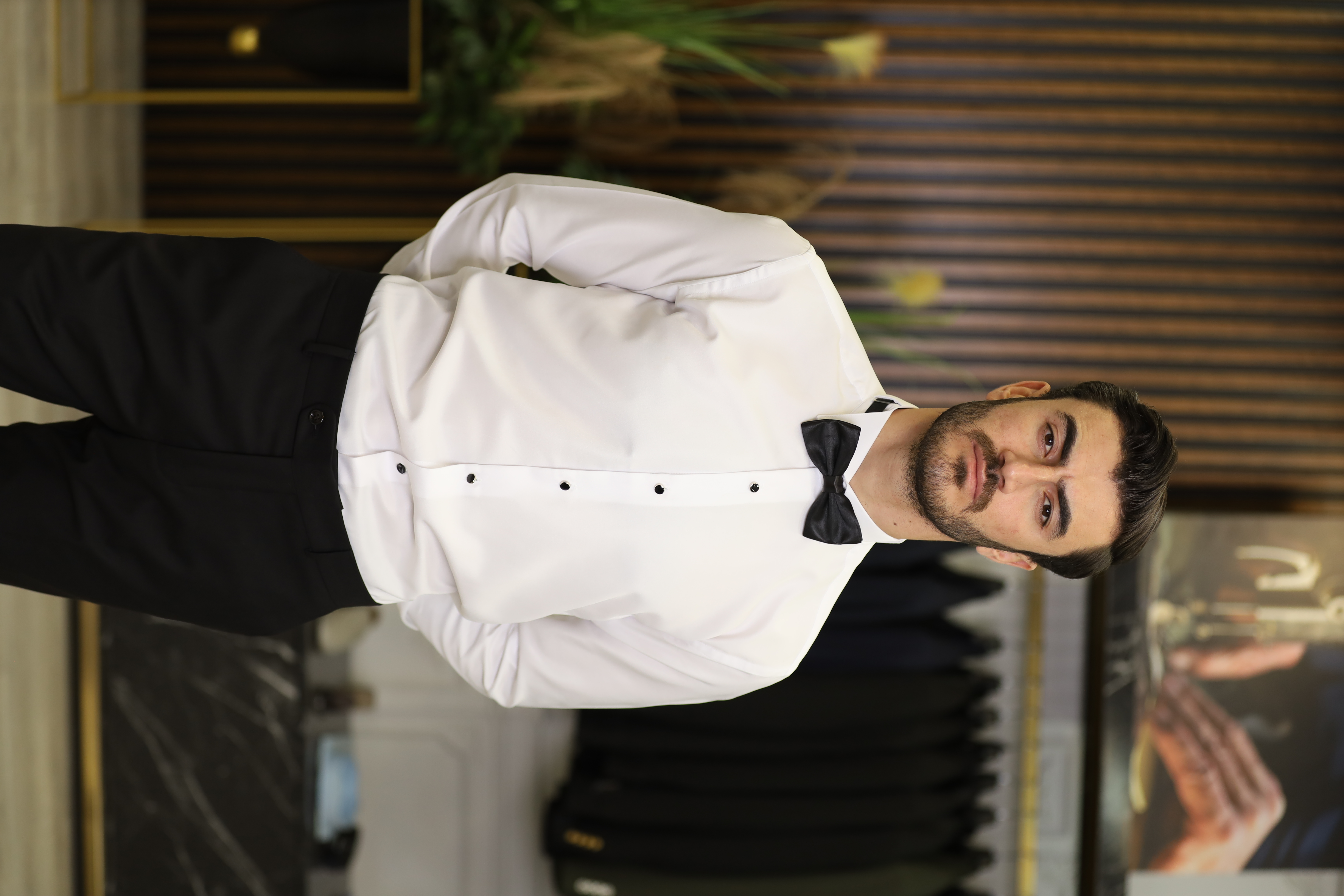 Slim Fit Damatlık Gömlek - Beyaz