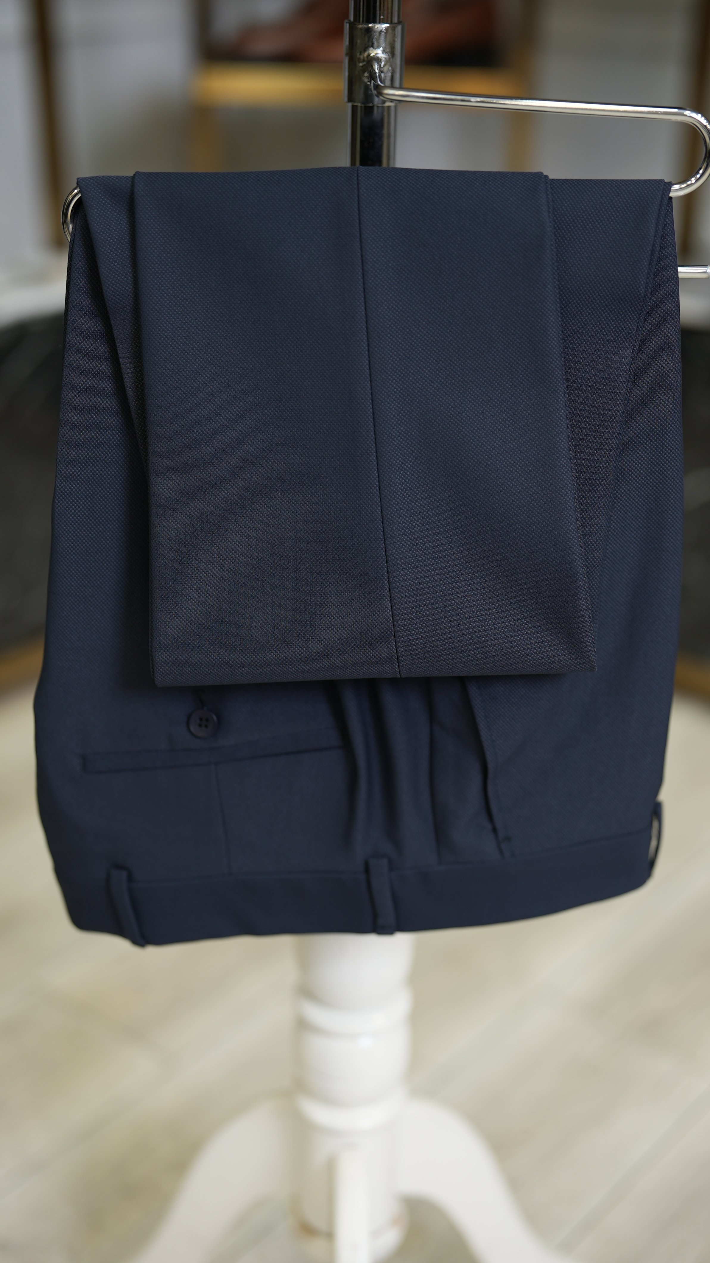 Slim Fit Damatlık Smokin Ceket Yelek Pantolon Papyon-Lacivert