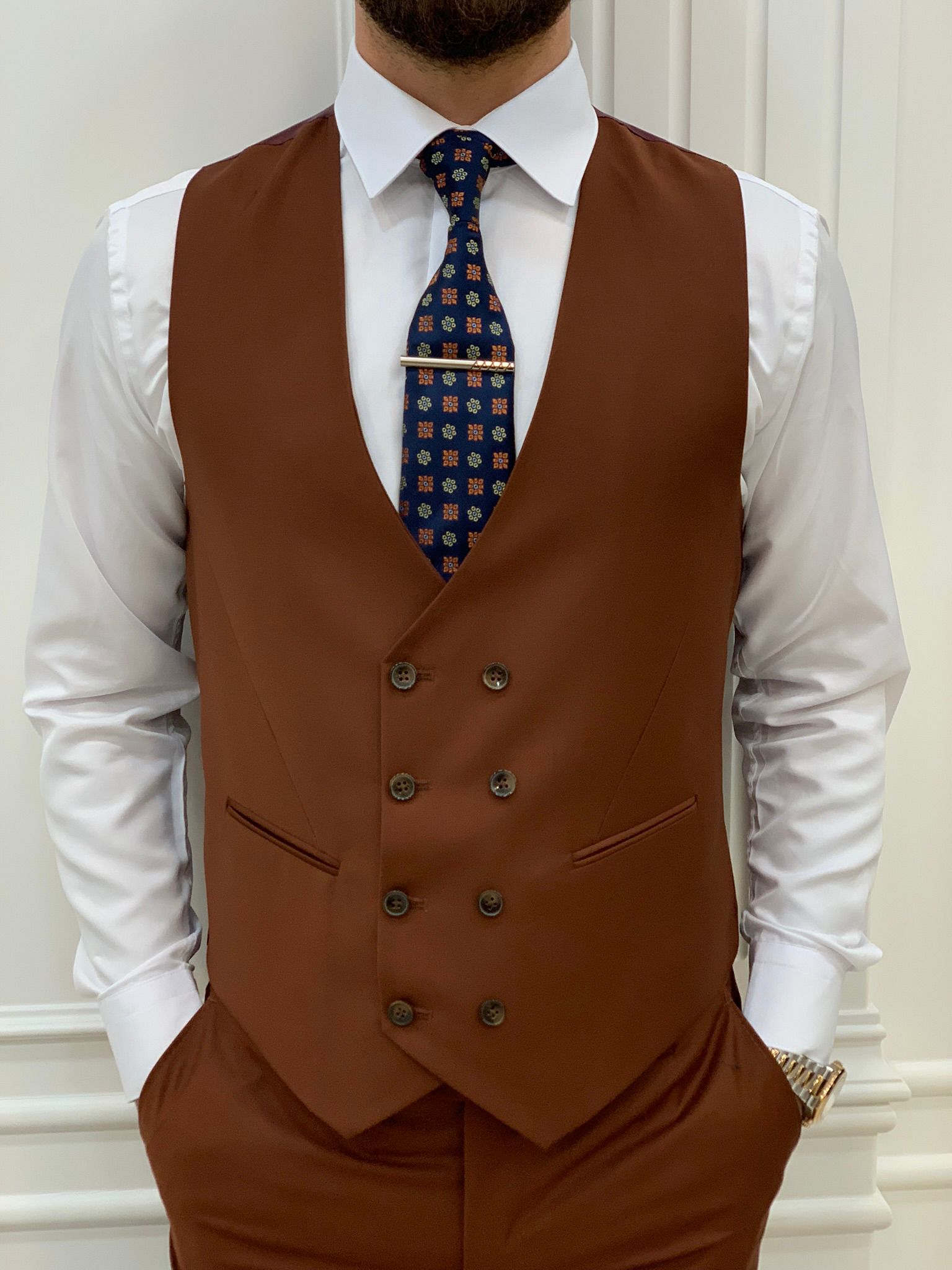 Pantaloni giacca gilet da abito slim fit - Tile