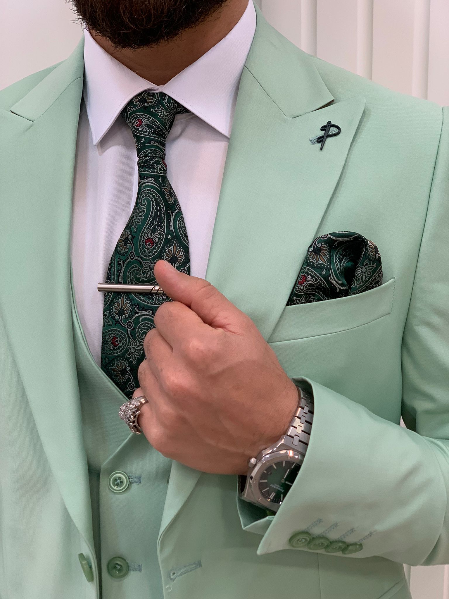 Pantaloni gilet giacca da abito slim fit - Verde acqua