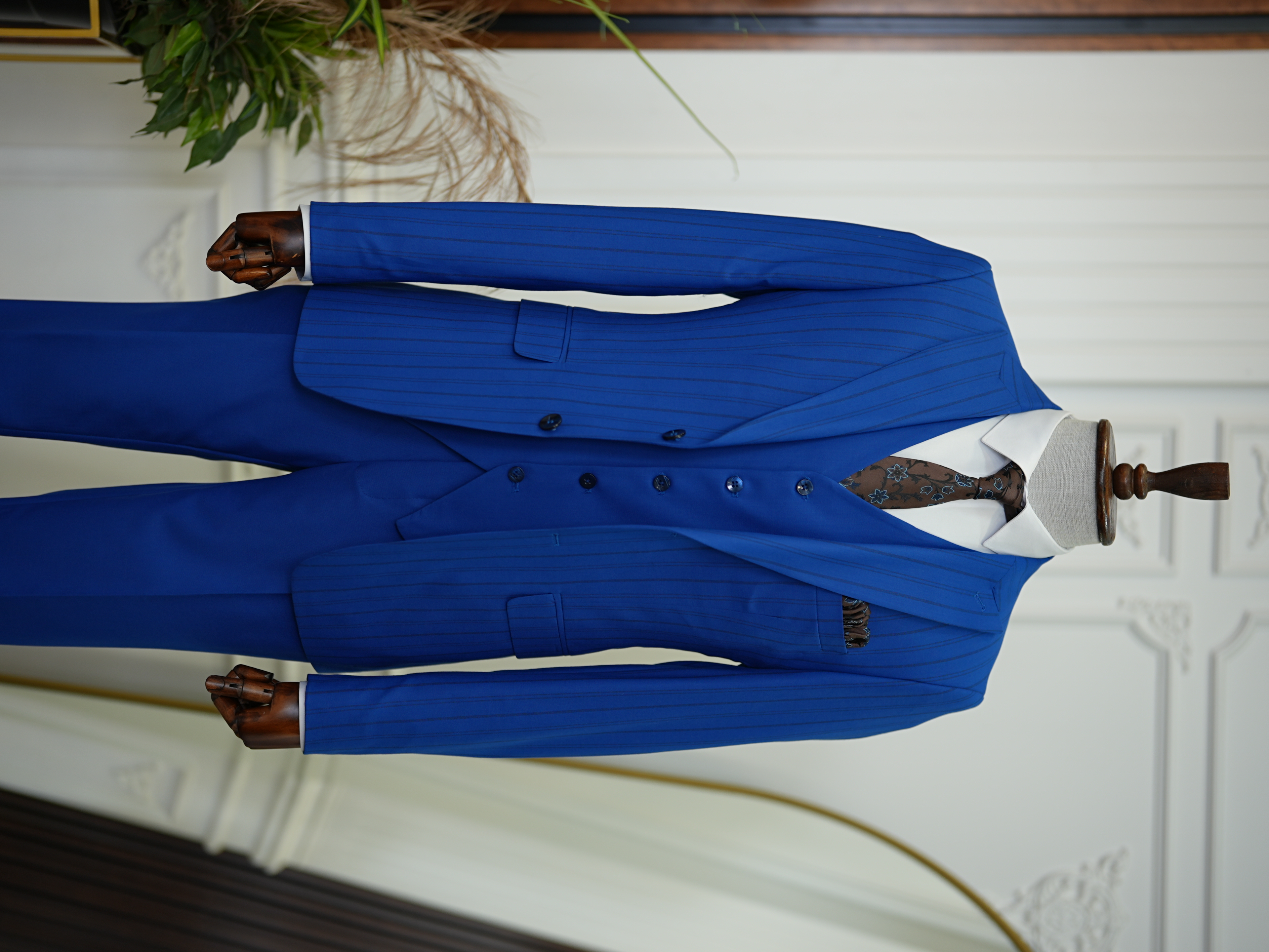 Pantaloni gilet giacca da abito slim fit - Saks Blu
