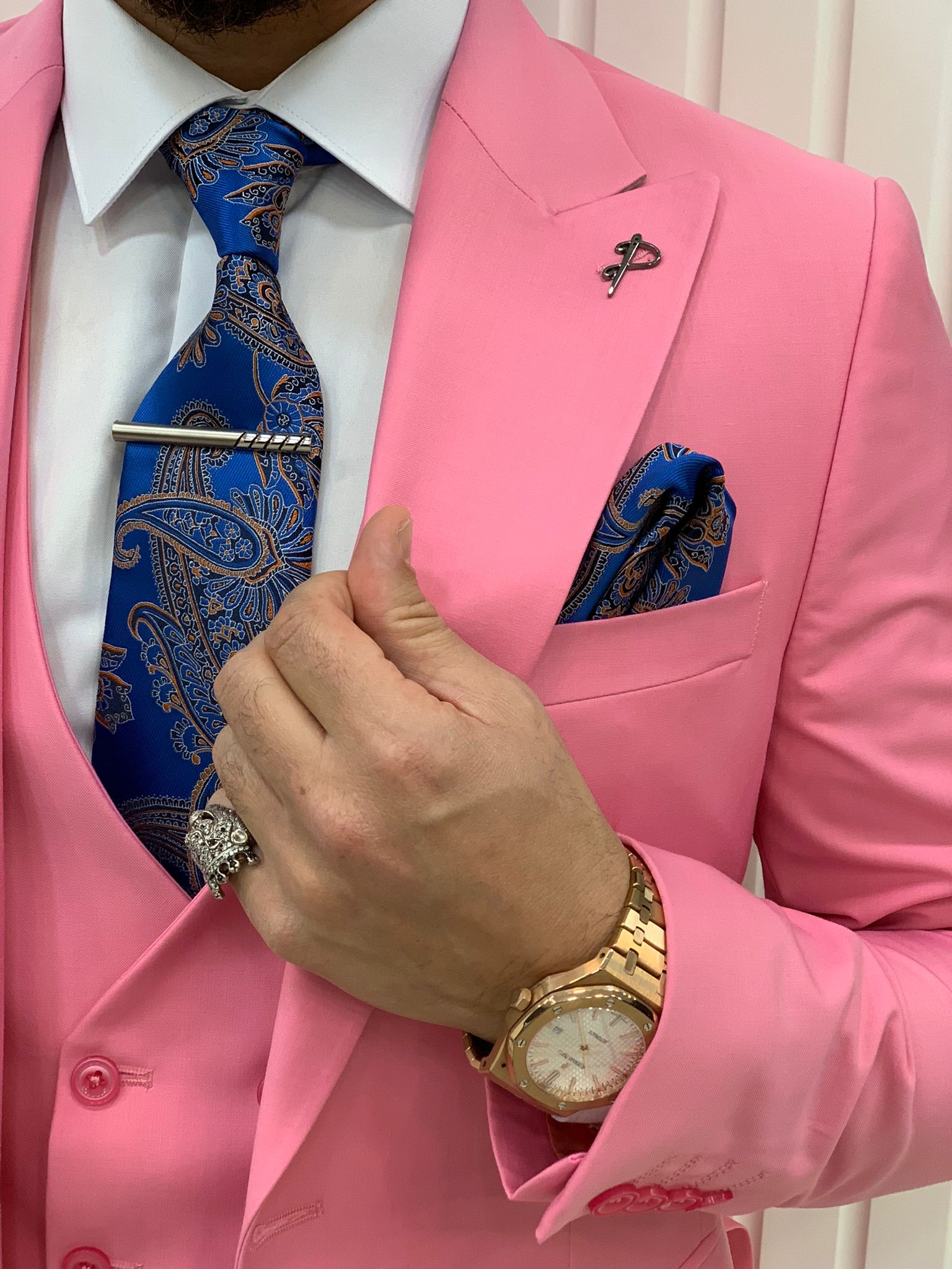 Pantaloni gilet giacca da abito slim fit - rosa