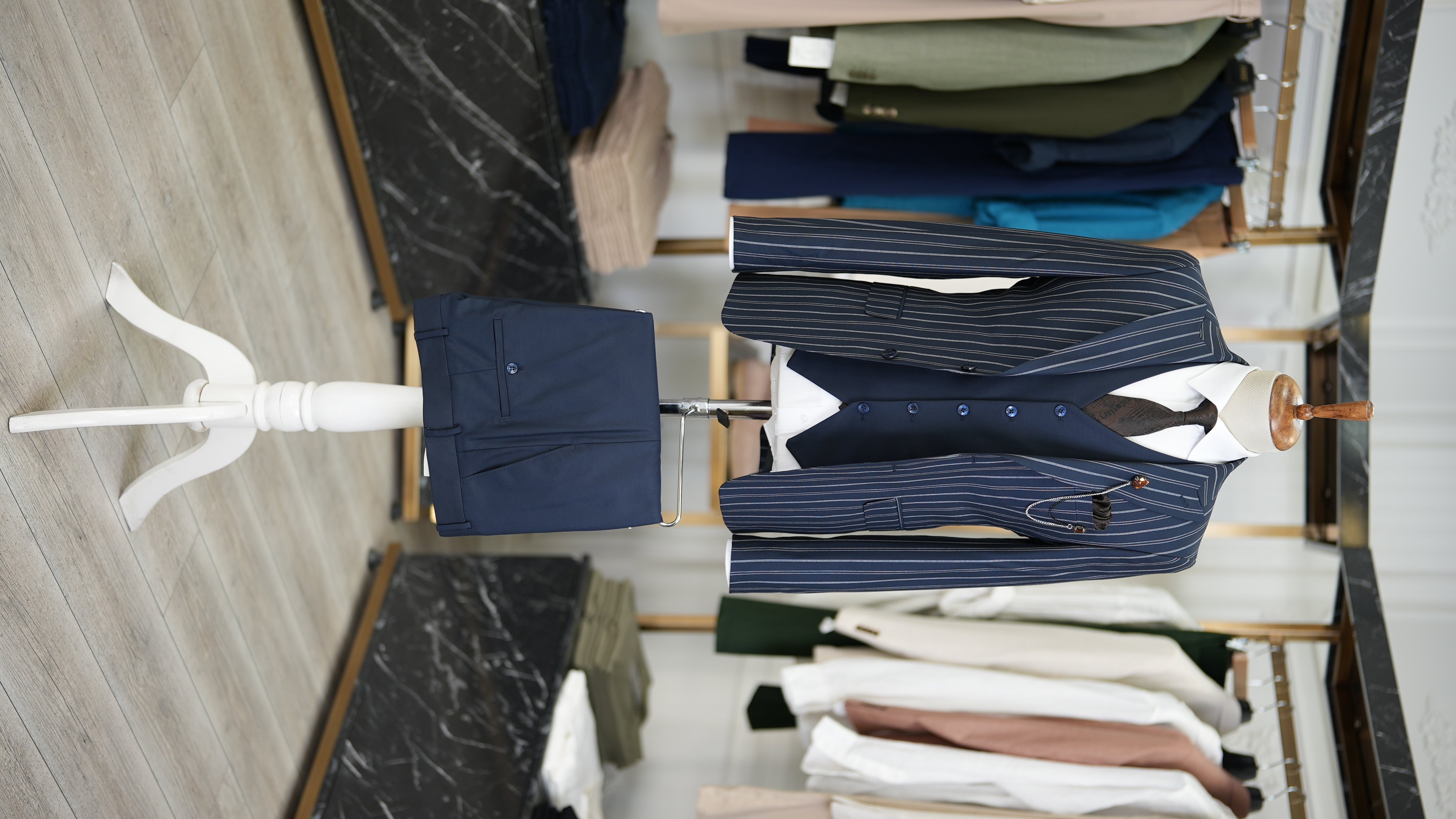 Pantaloni gilet giacca da abito slim fit - Blu navy