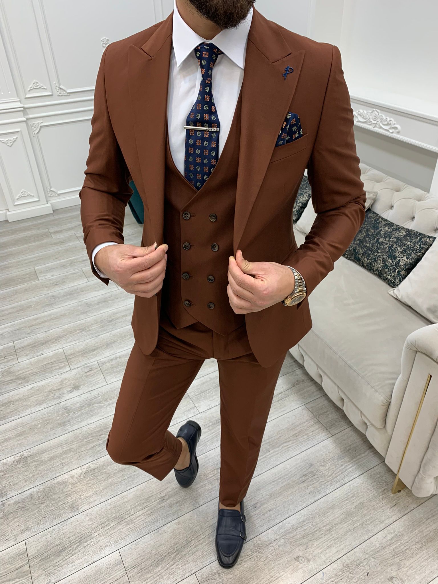 Pantaloni giacca gilet da abito slim fit - Tile