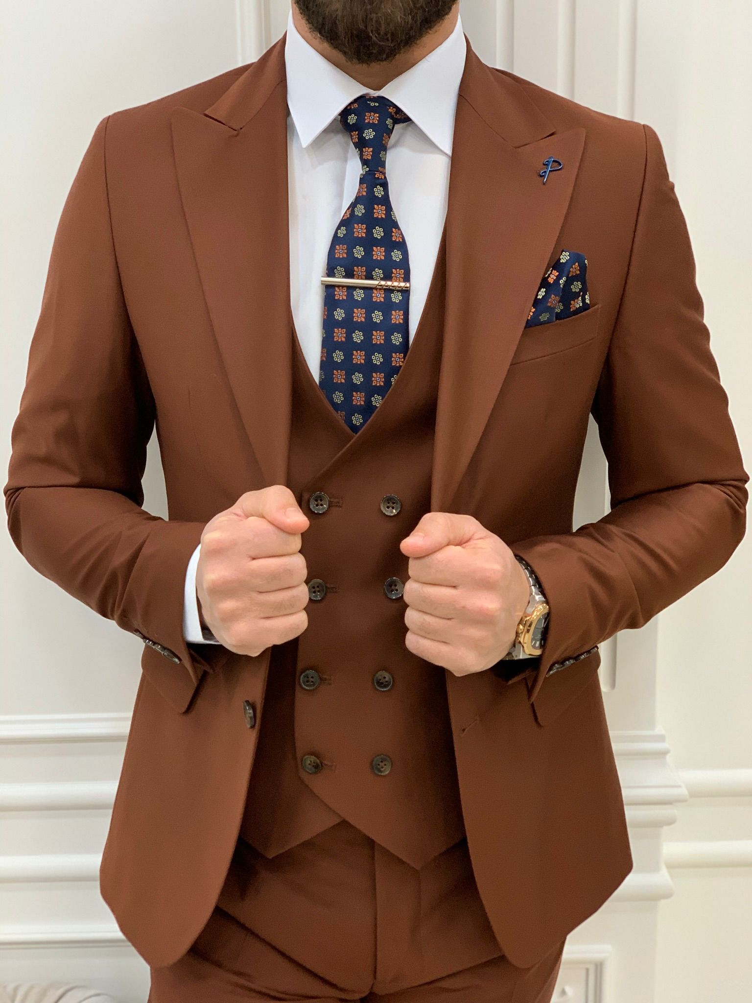 Pantaloni giacca gilet da abito slim fit - Tile