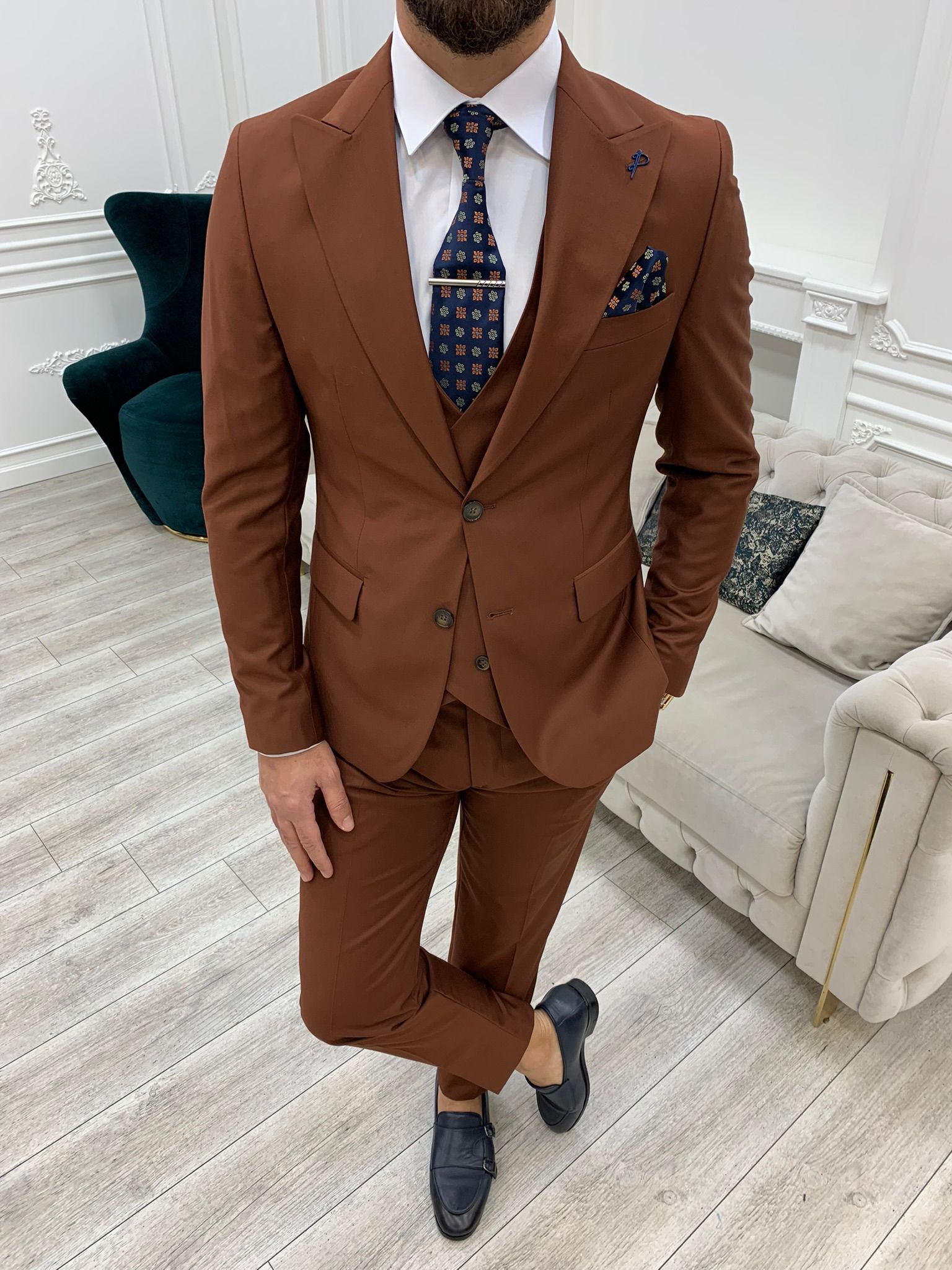 Pantaloni giacca gilet da abito slim fit - Tile