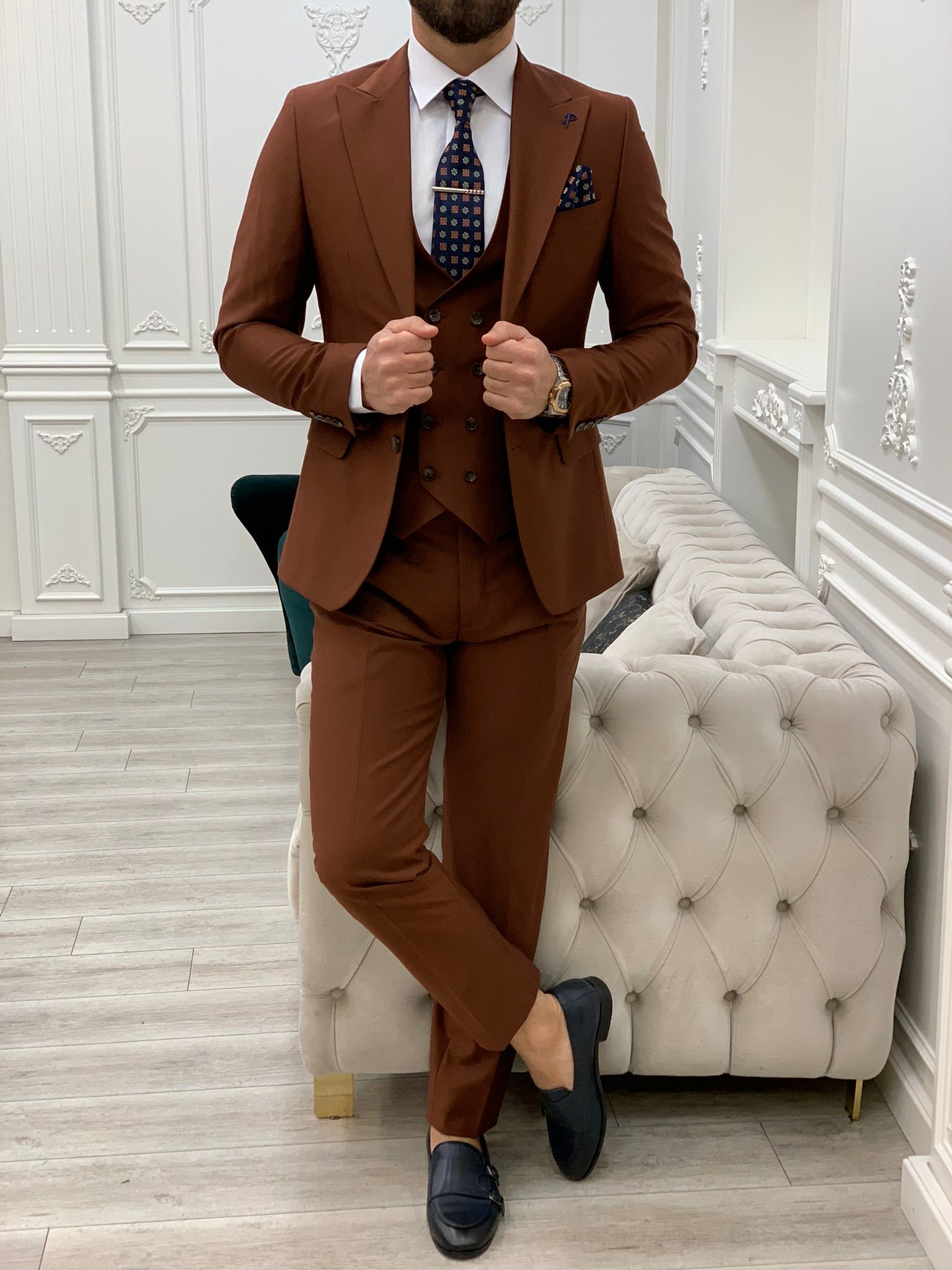Pantaloni giacca gilet da abito slim fit - Tile