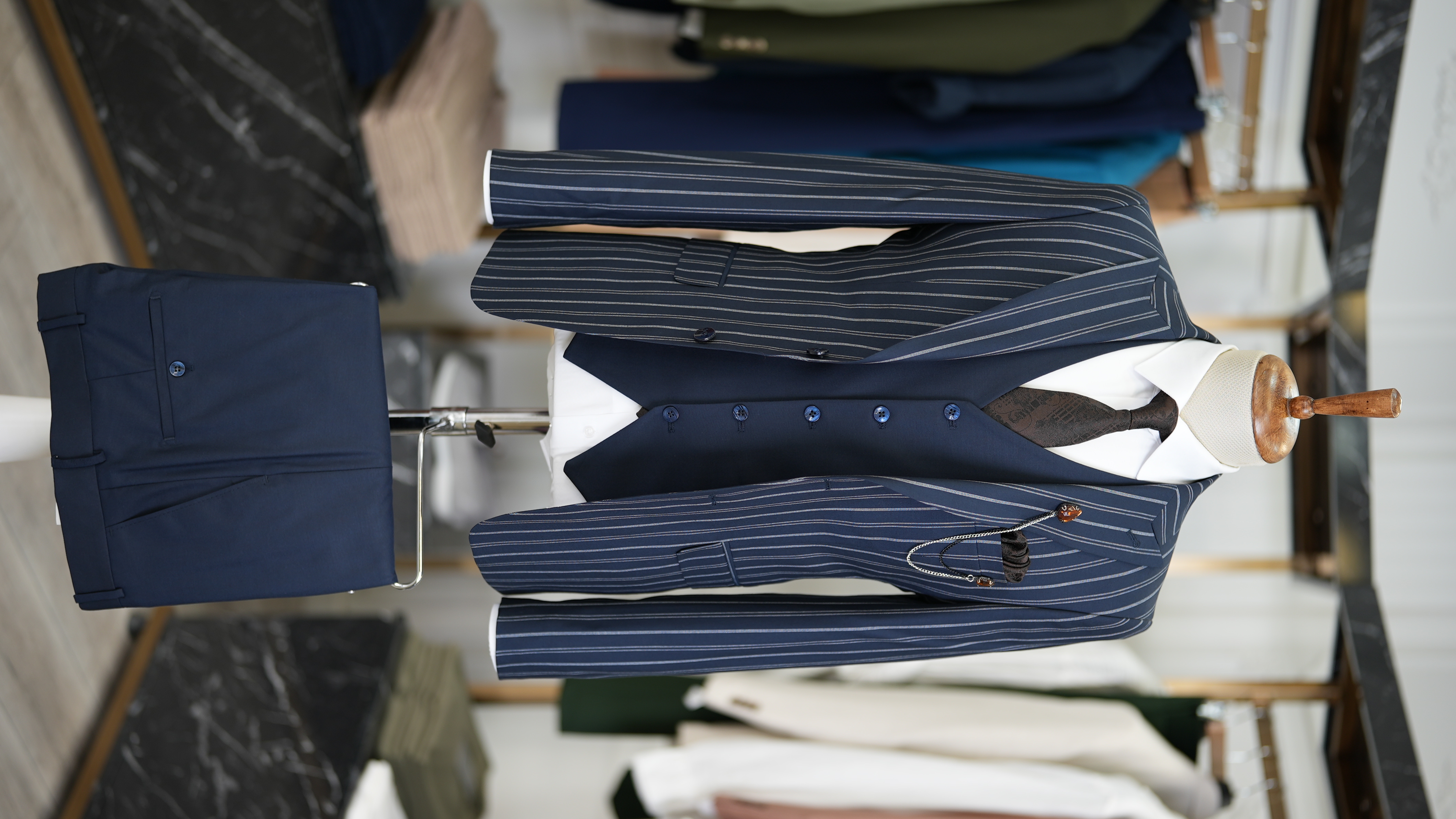 Pantaloni gilet giacca da abito slim fit - Blu navy