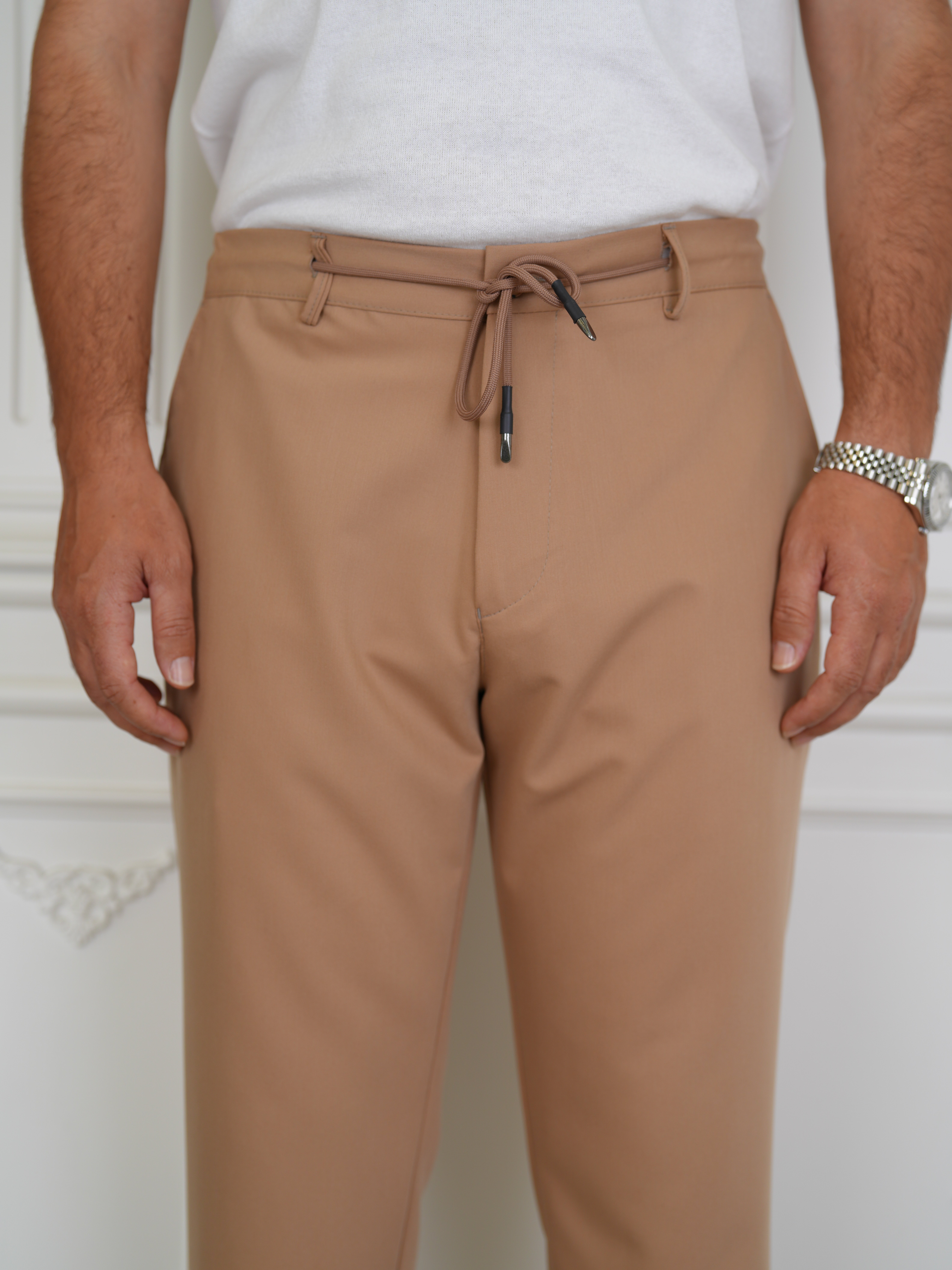 YÜKSEK BEL İTALYAN STİL JOGGER PANTOLON - Krem