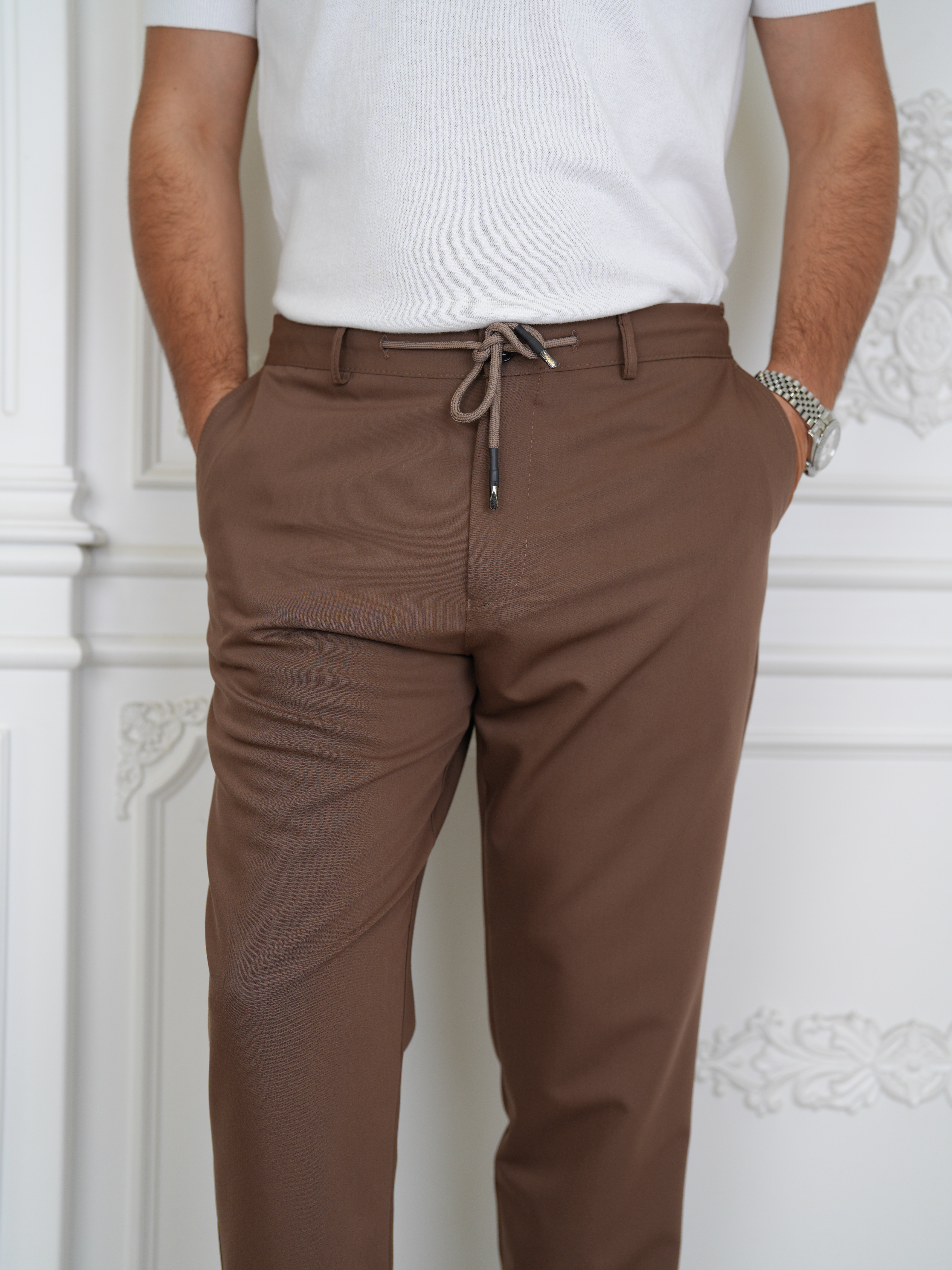 YÜKSEK BEL İTALYAN STİL JOGGER PANTOLON - Kahve