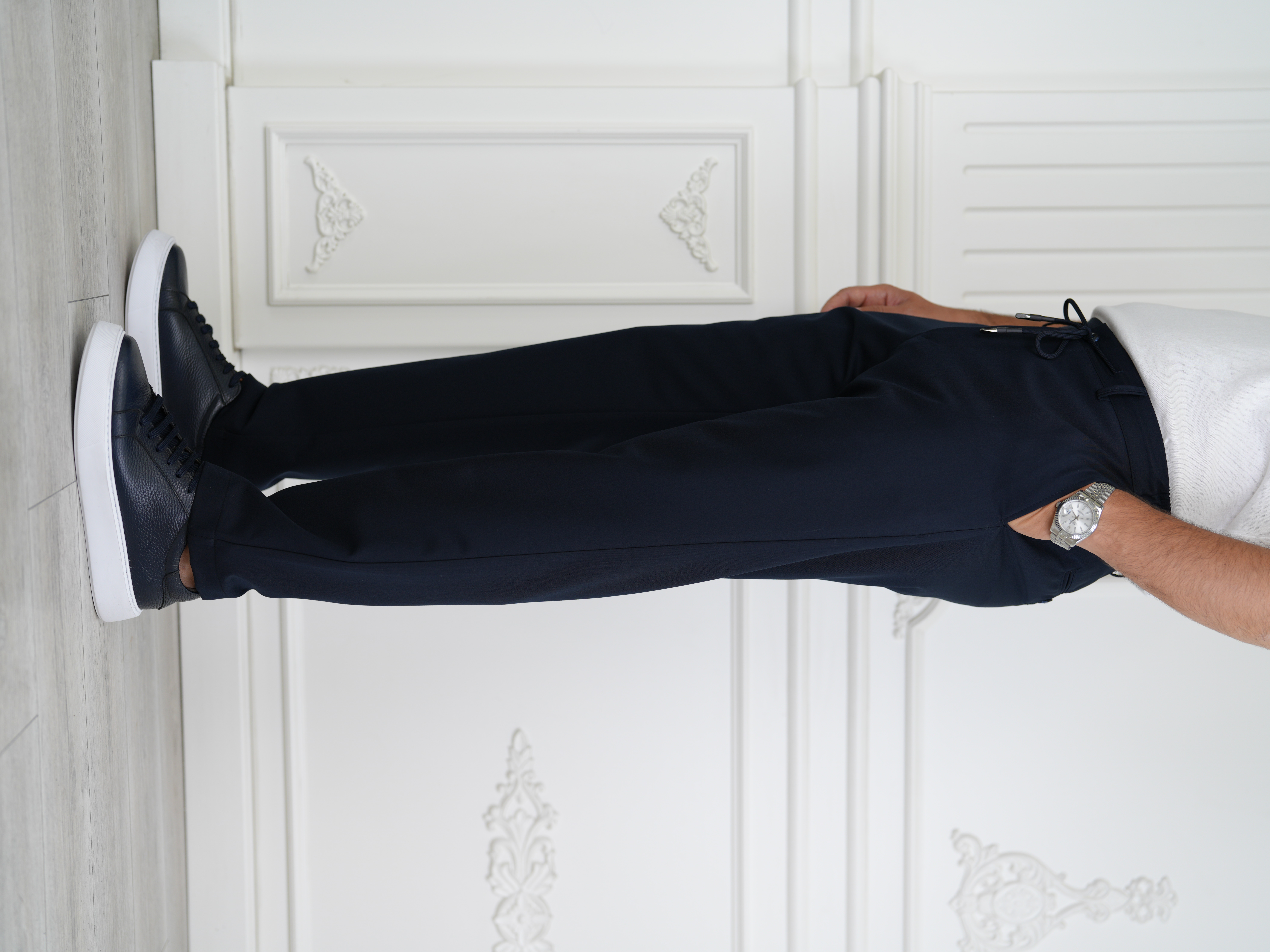 YÜKSEK BEL İTALYAN STİL JOGGER PANTOLON - Lacivert