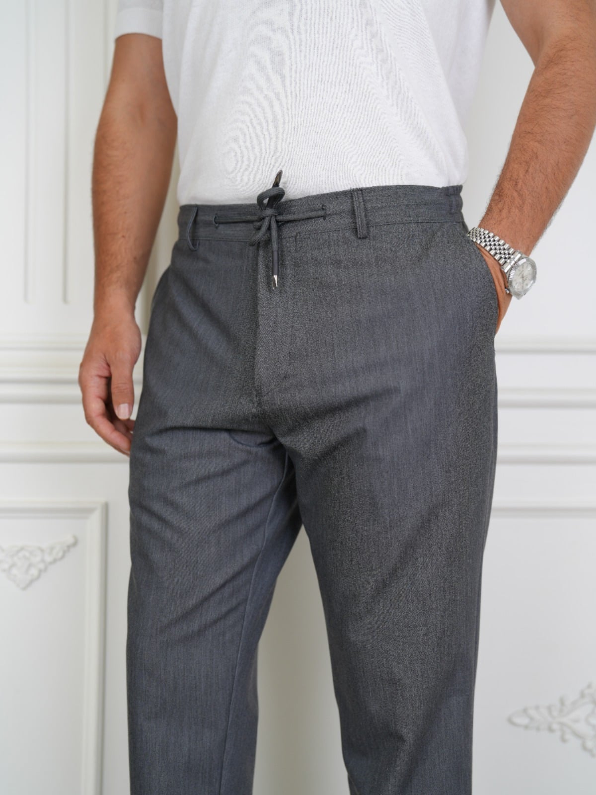 YÜKSEK BEL İTALYAN STİL JOGGER PANTOLON - Füme