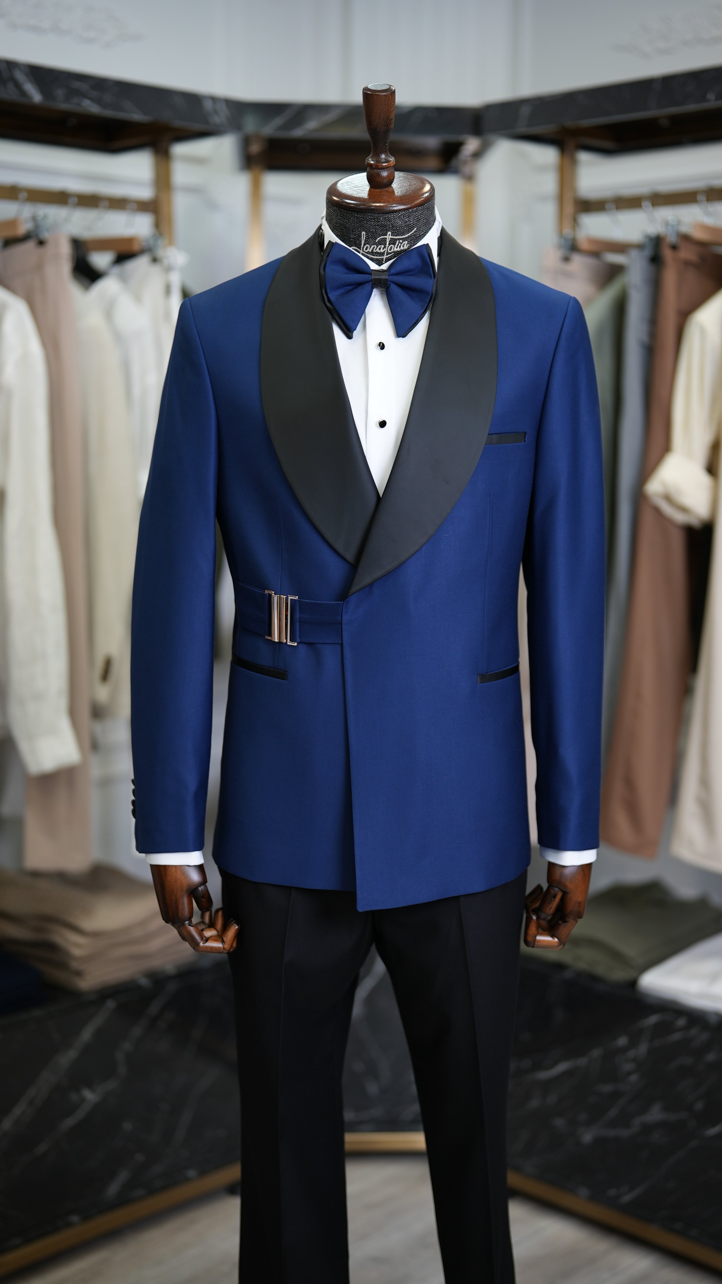 Erkek Premium Gold Tokalı Kruvaze Damatlık Slim Fit İtalyan Stil