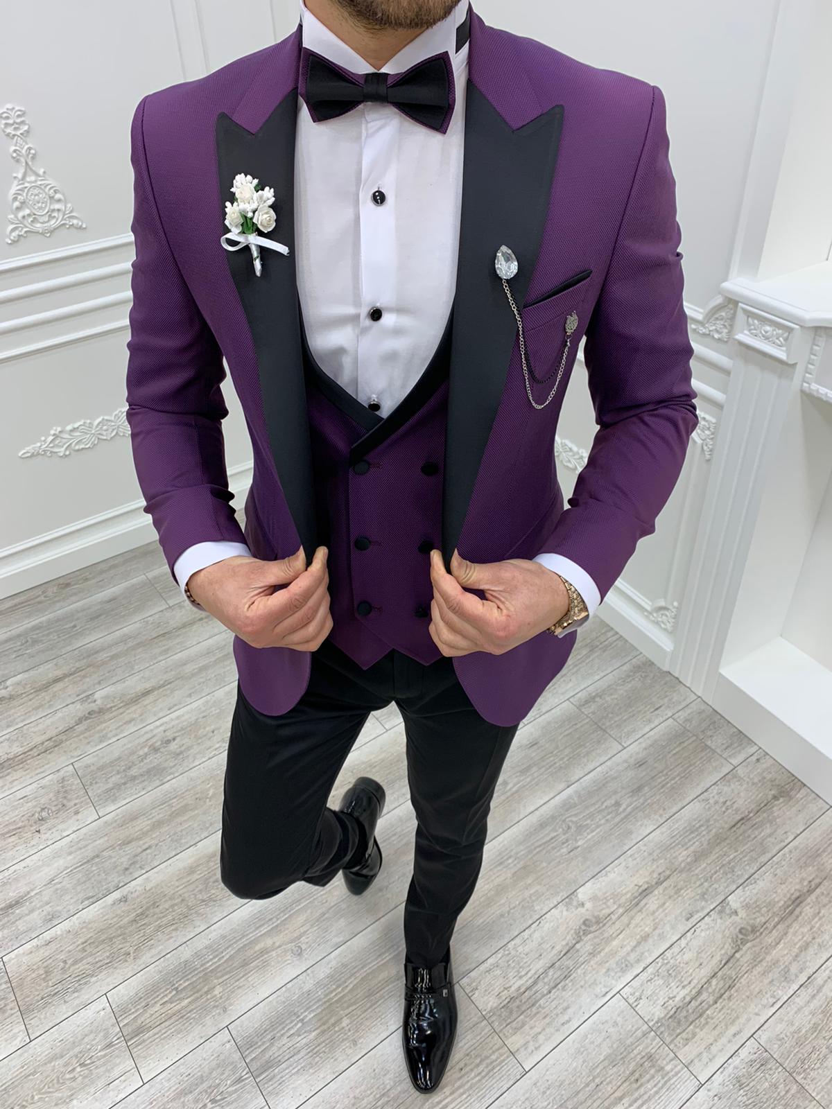Mens purple vest and bow tie best sale