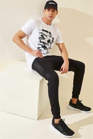 Tommy Lıfe 84762  Fermuar Cepli Baskılı Standart Kalıp Jogger Erkek Eşofman Alt