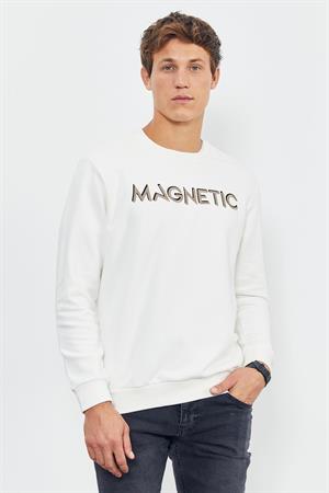 Yazı Nakışlı O Yaka Rahat Form Erkek Sweatshirt - 88020