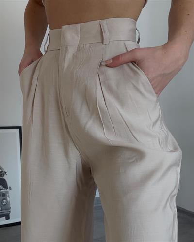 Bej Pallazzo Pantolon 