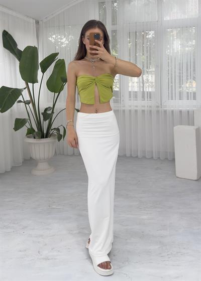 Bella Maxi Ekru Basic Etek 
