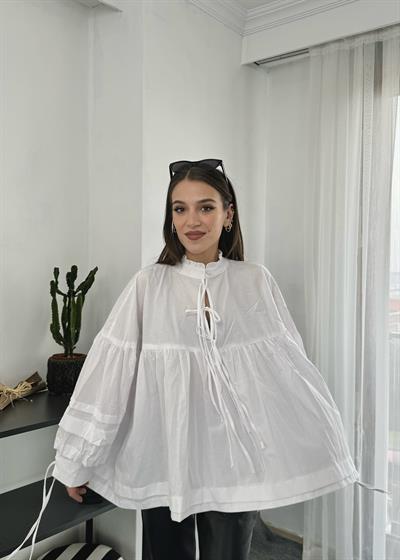 Harmony Beyaz İpli Poplin Gömlek 