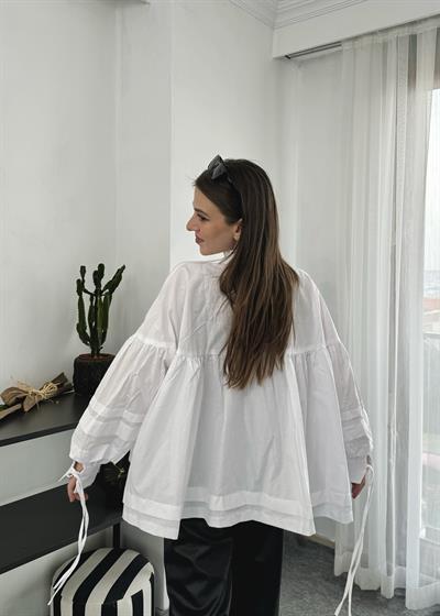 Harmony Beyaz İpli Poplin Gömlek 