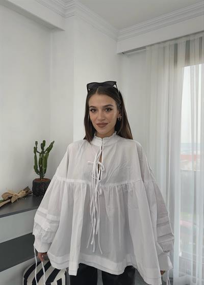 Harmony Beyaz İpli Poplin Gömlek 