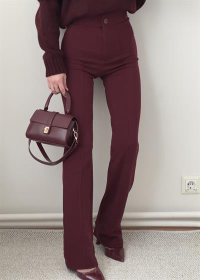 Bordo Zr Model Çımalı Likralı Pantolon 