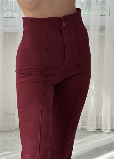 Bordo Zr Model Çımalı Likralı Pantolon 