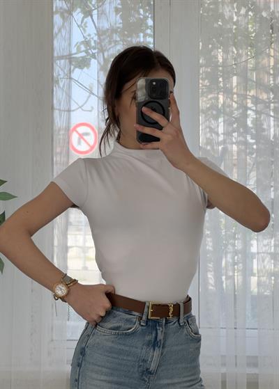 Buzzy Beyaz Bebe Kol Basic Yaka Tshirt