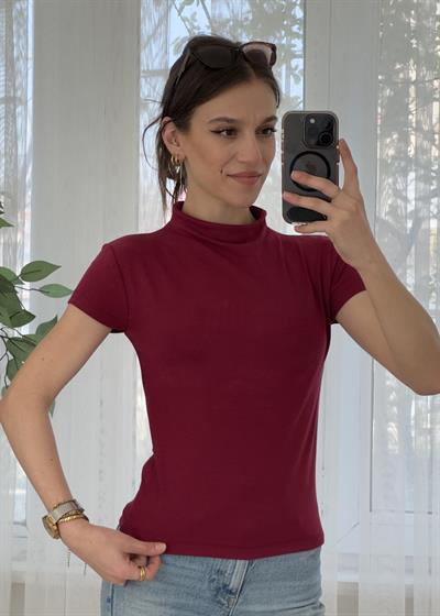 Buzzy Bordo Bebe Kol Basic Yaka Tshirt