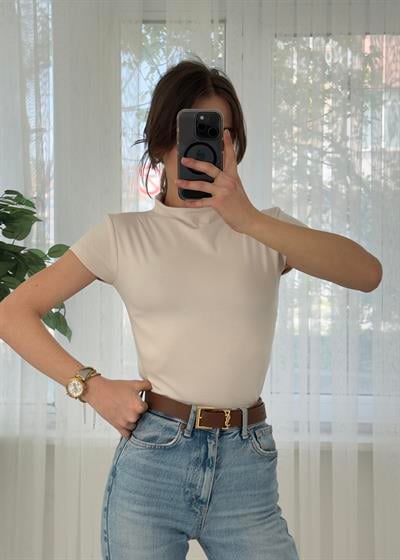 Buzzy Ekru Bebe Kol Basic Yaka Tshirt